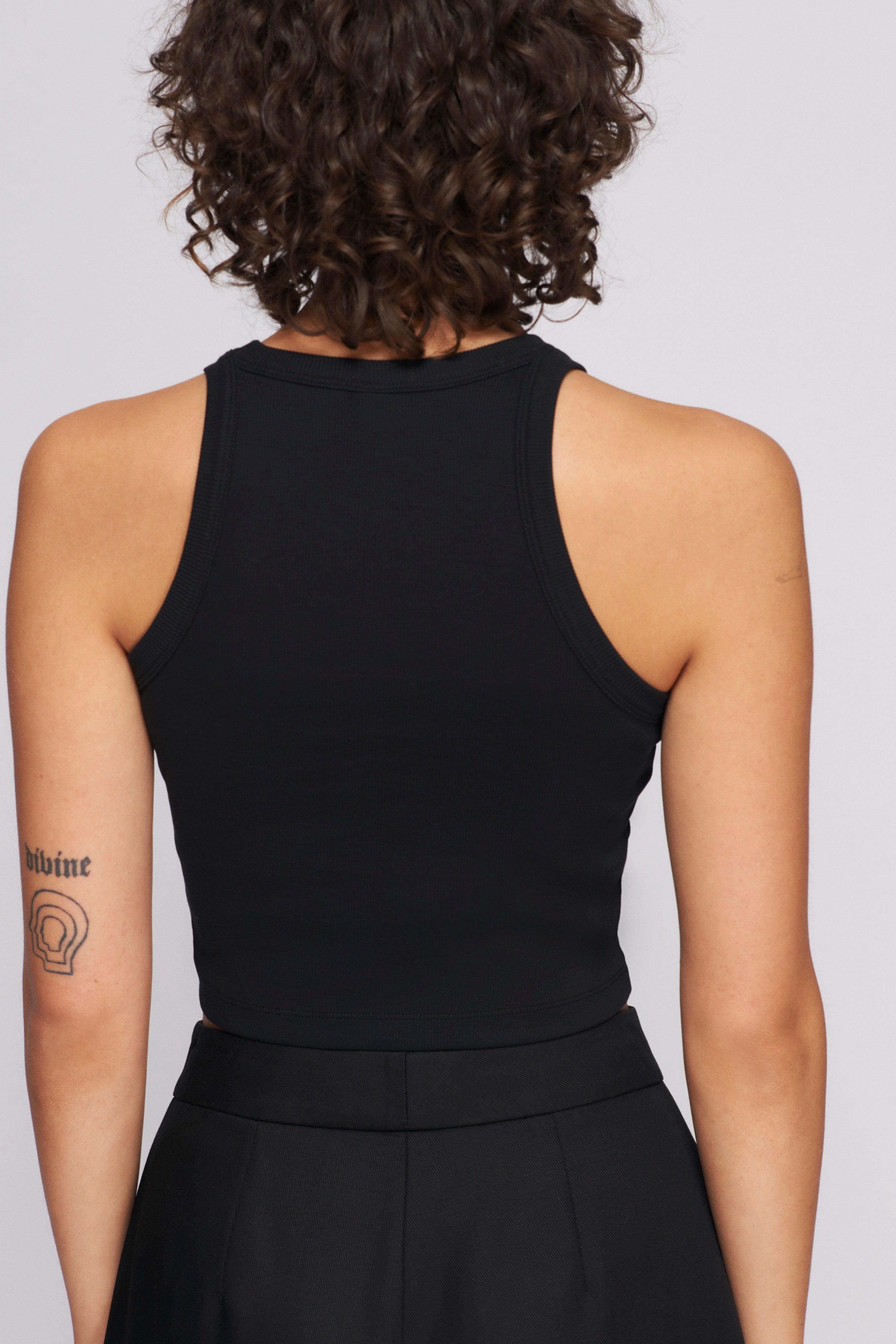 Women's Crop Racer Tank in Black sold by Kotn product image thumbnail 3