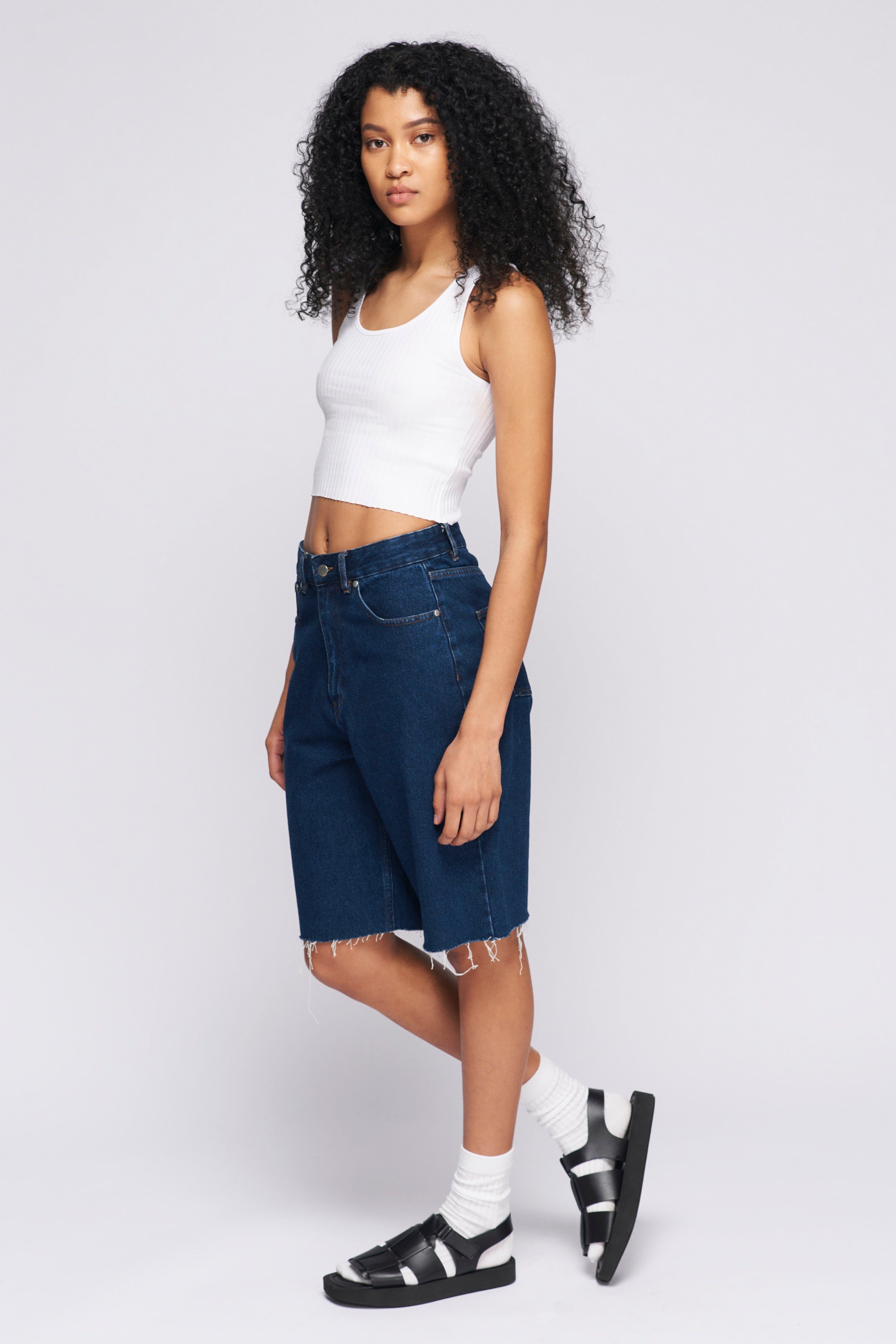 Women's Rib Crop Tank in White sold by Kotn