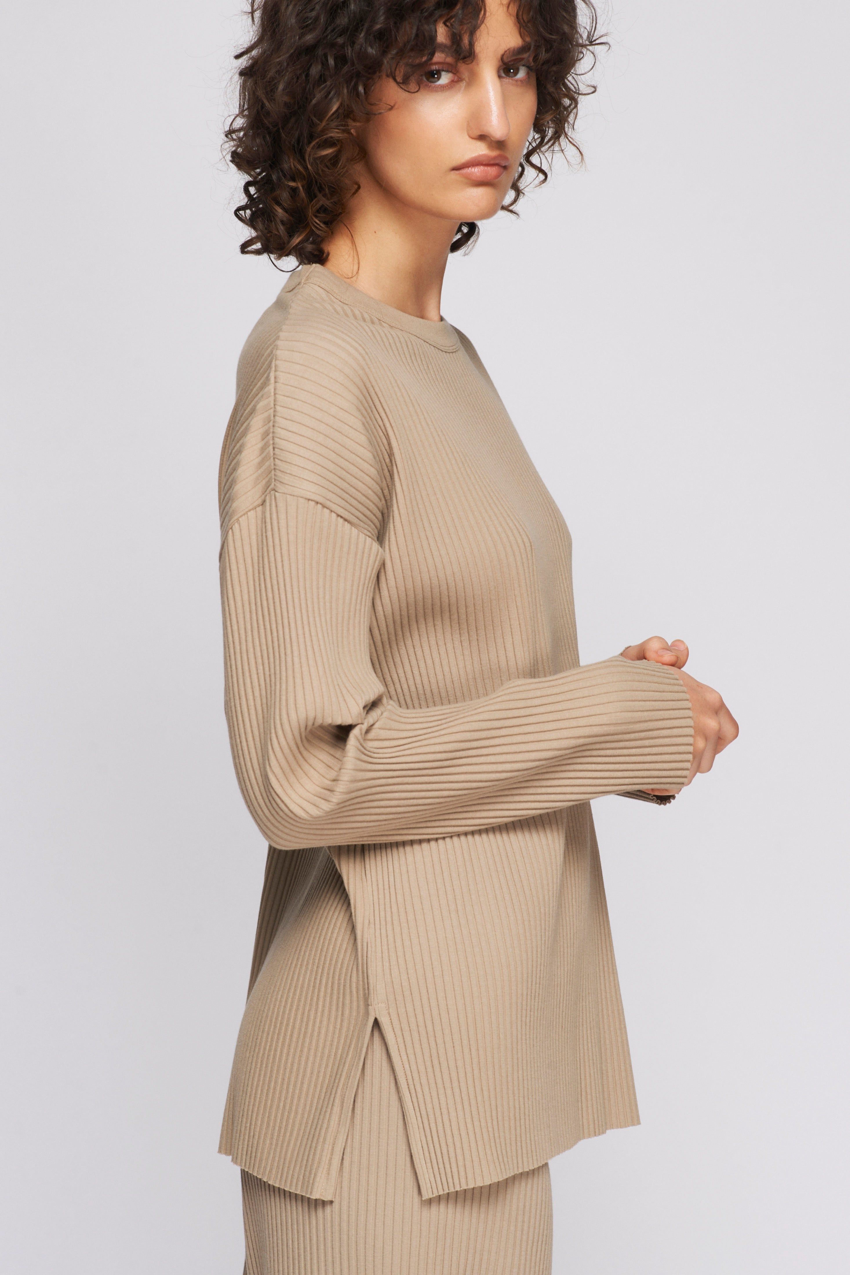 Women's Rib Longsleeve in Porcini sold by Kotn product image thumbnail 3