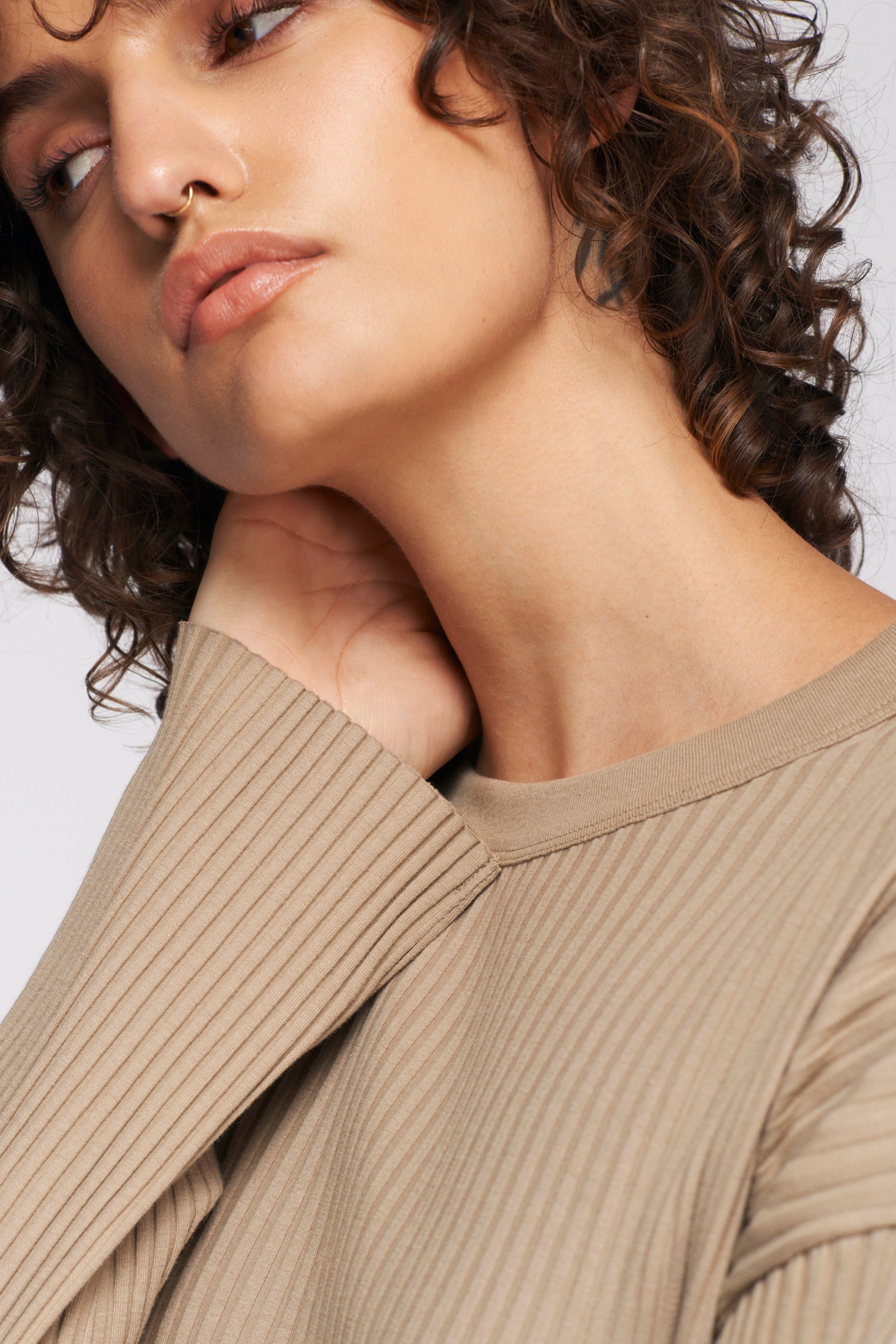 Women's Rib Longsleeve in Porcini sold by Kotn product image thumbnail 4