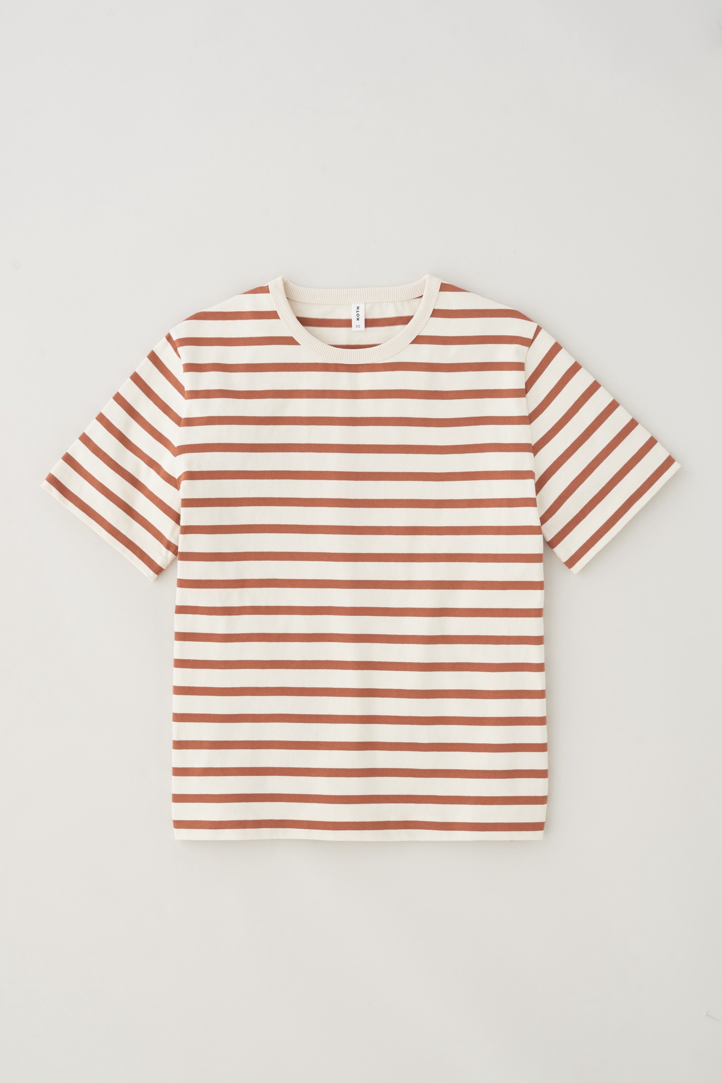 Unisex Stripe Heavyweight Box Crew in Marshmallow/Terracotta sold by Kotn product image thumbnail 9