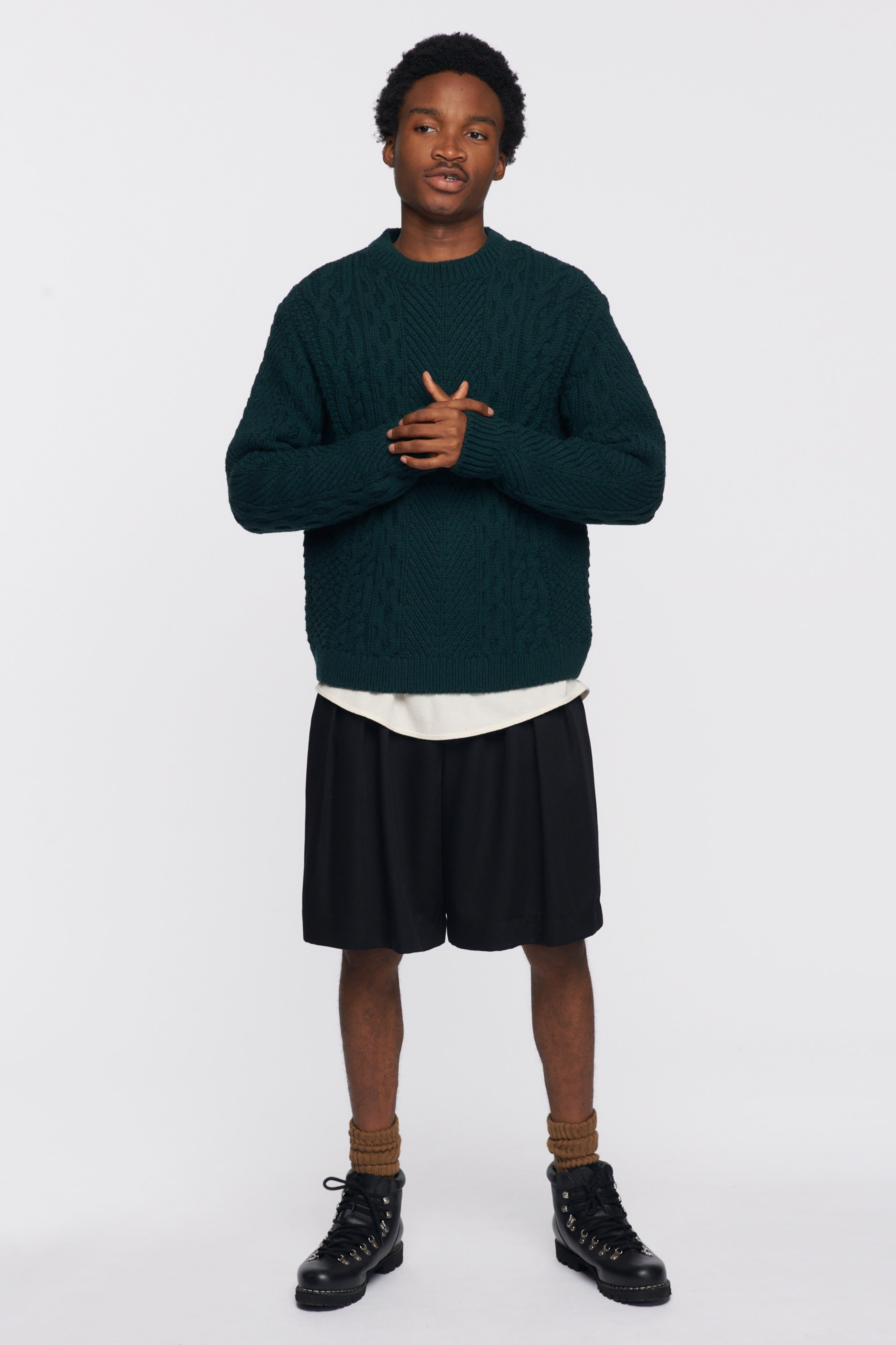 Men's Fisherman Sweater in Emerald sold by Kotn