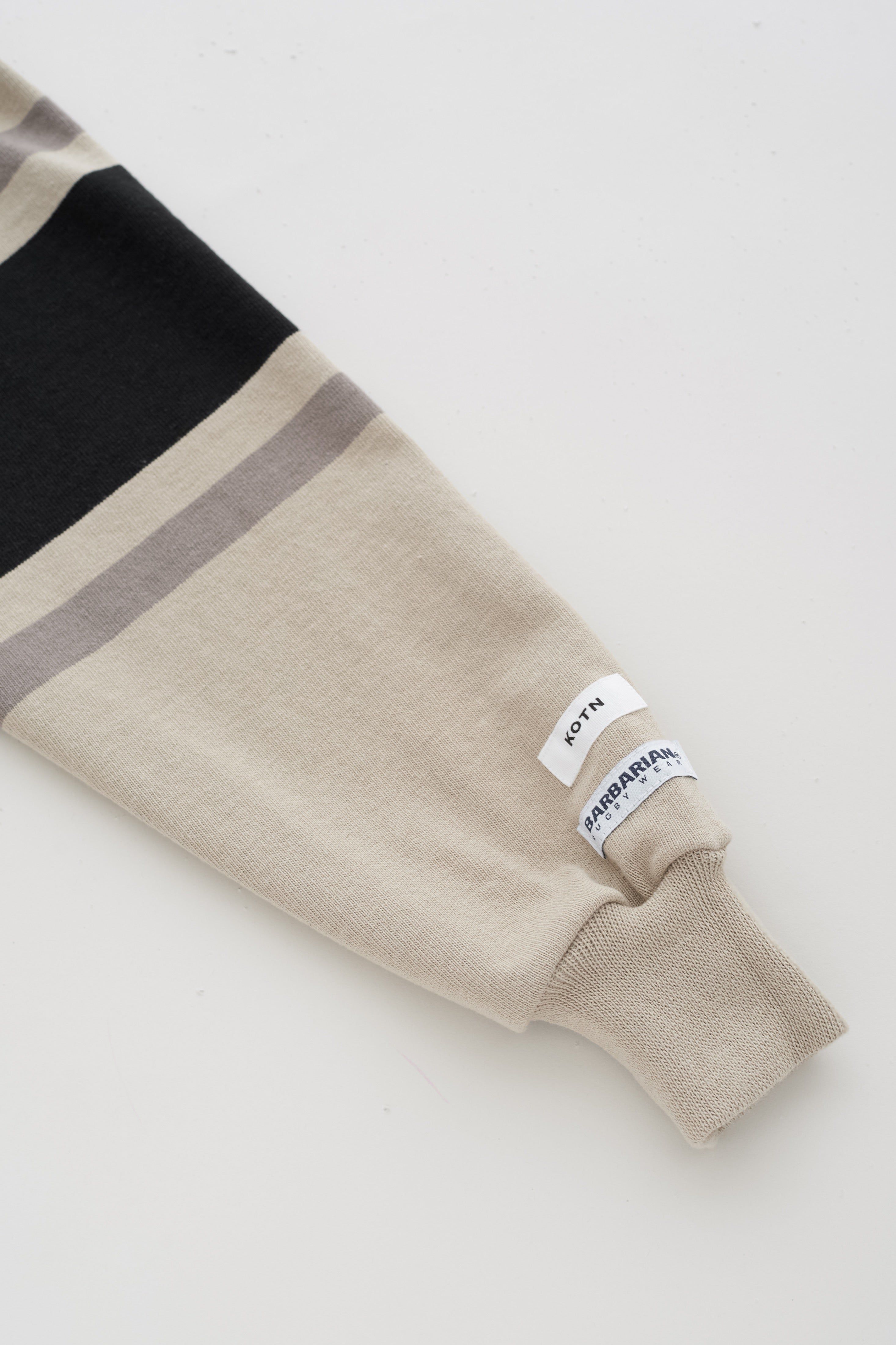 Men's Barbarian Rugby Shirt in Light Taupe/Black Stripe sold by Kotn product image thumbnail 7