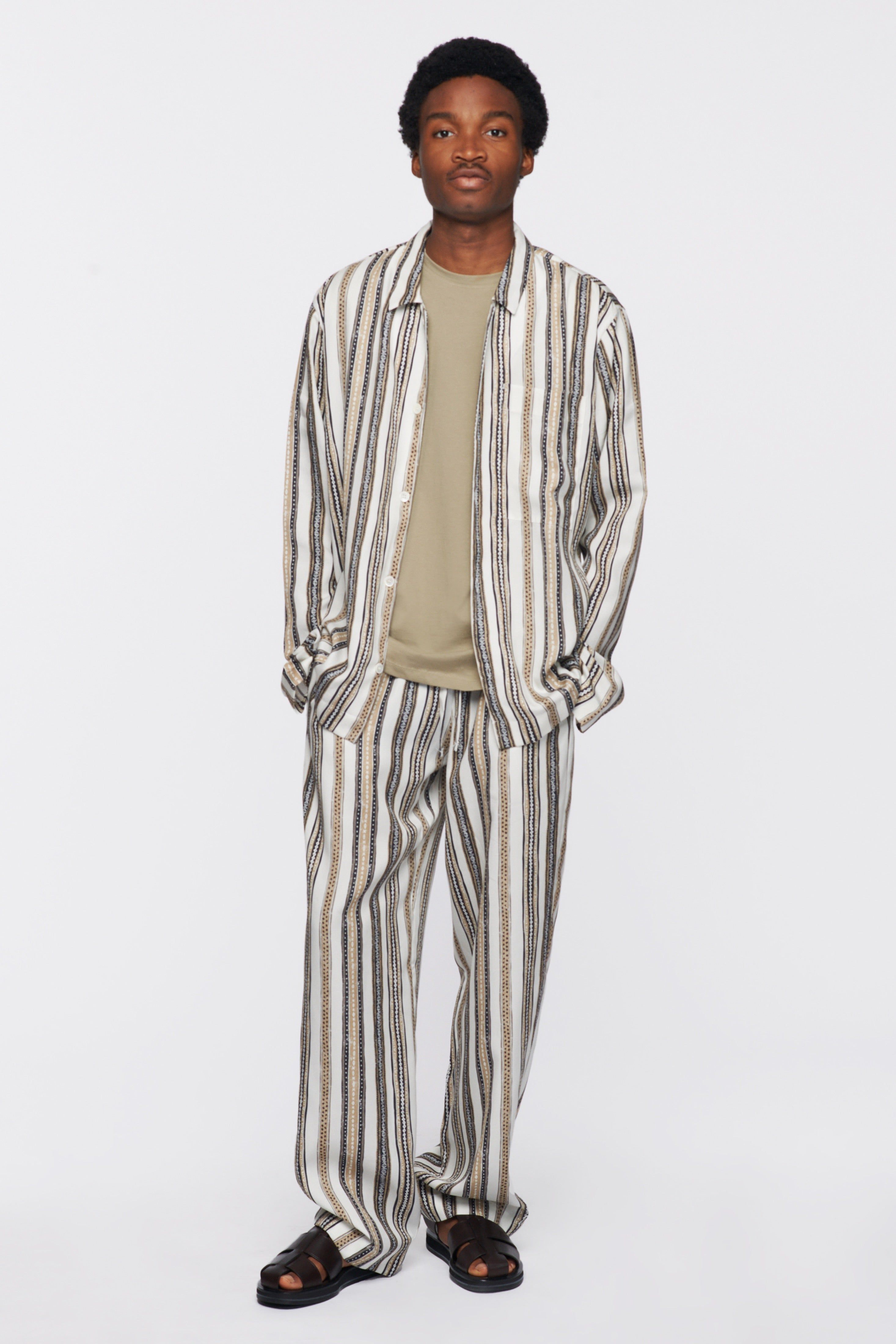 Unisex Pyjama Bottom in Algerian Stripe sold by Kotn