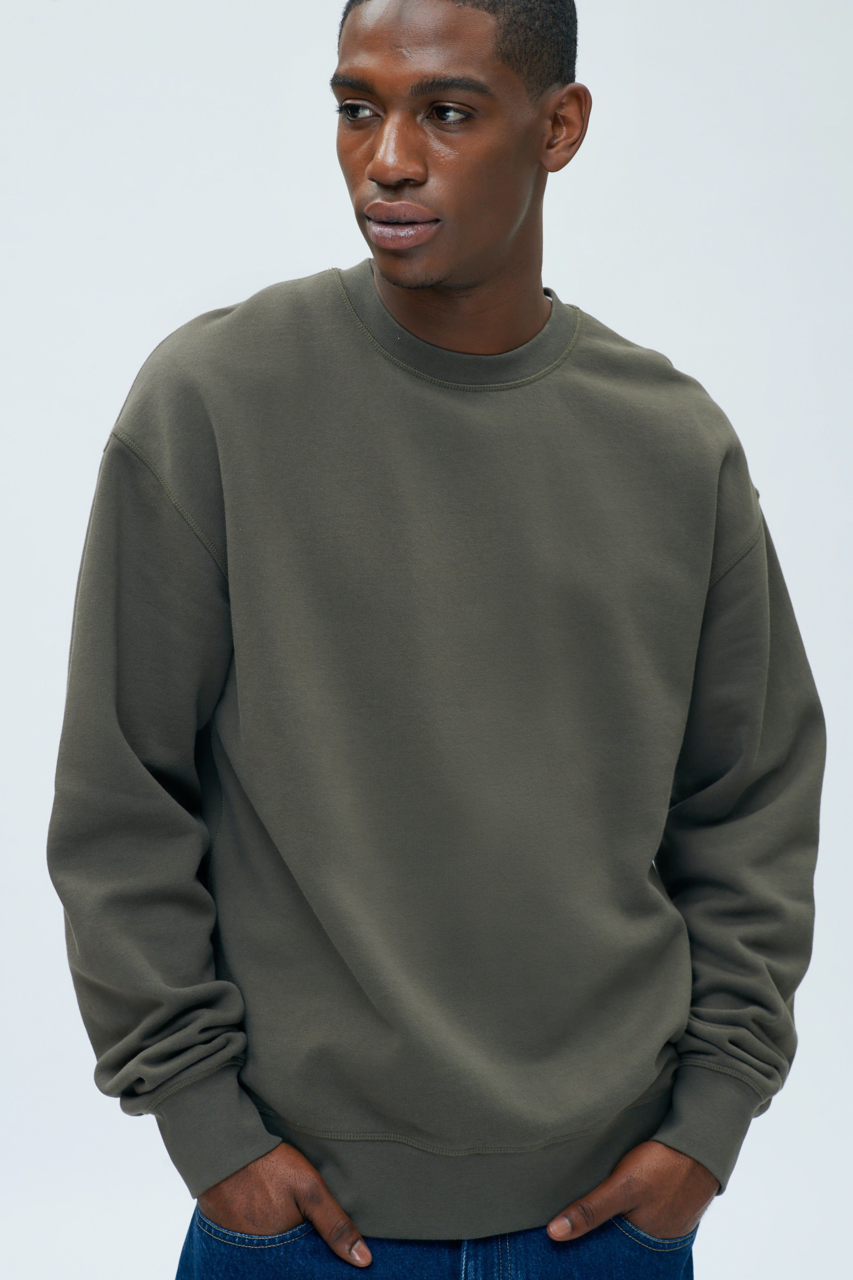Men's Essential Sweatshirt in Dark Olive sold by Kotn product image thumbnail 2
