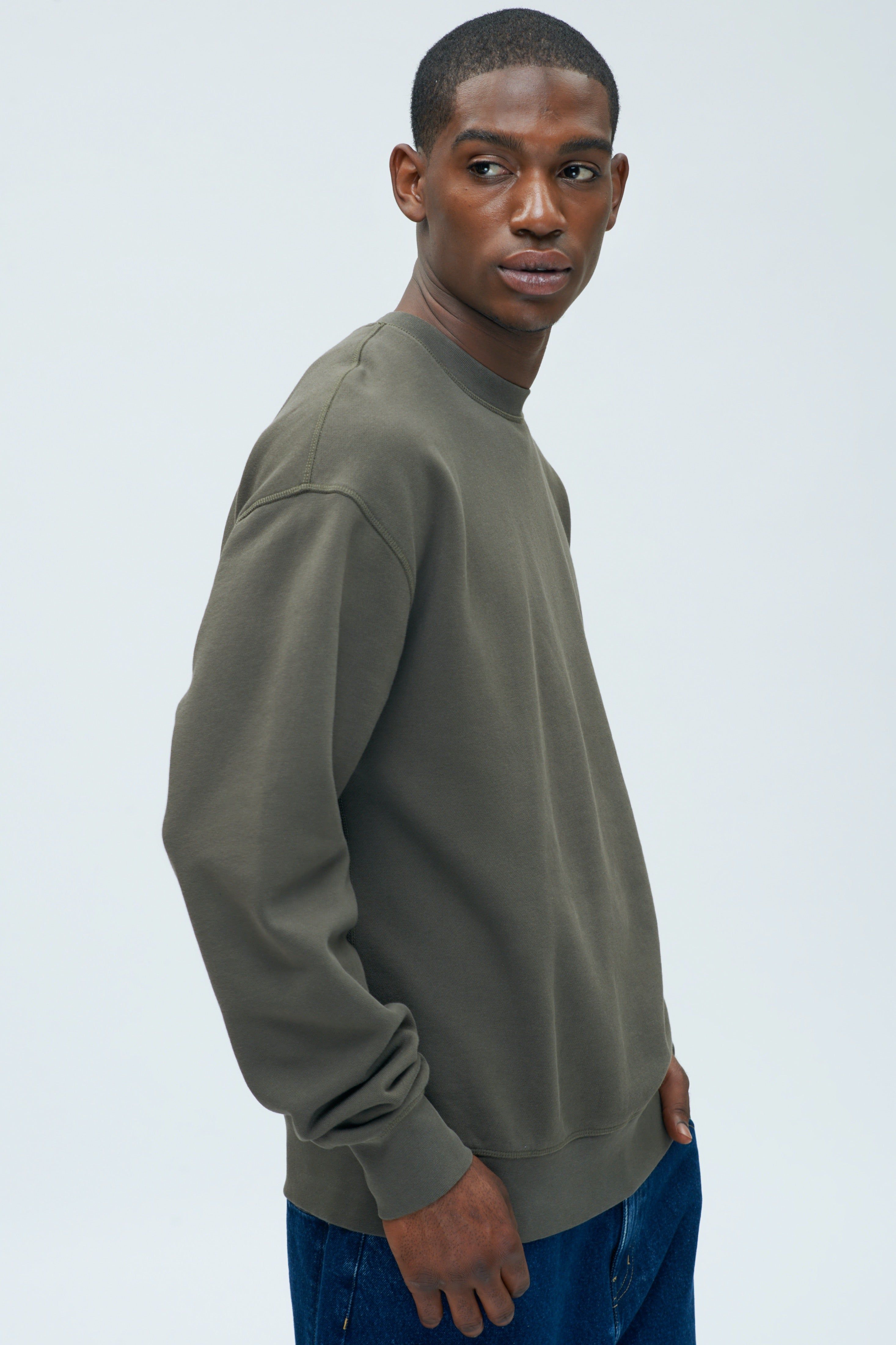 Men's Essential Sweatshirt in Dark Olive sold by Kotn product image thumbnail 3