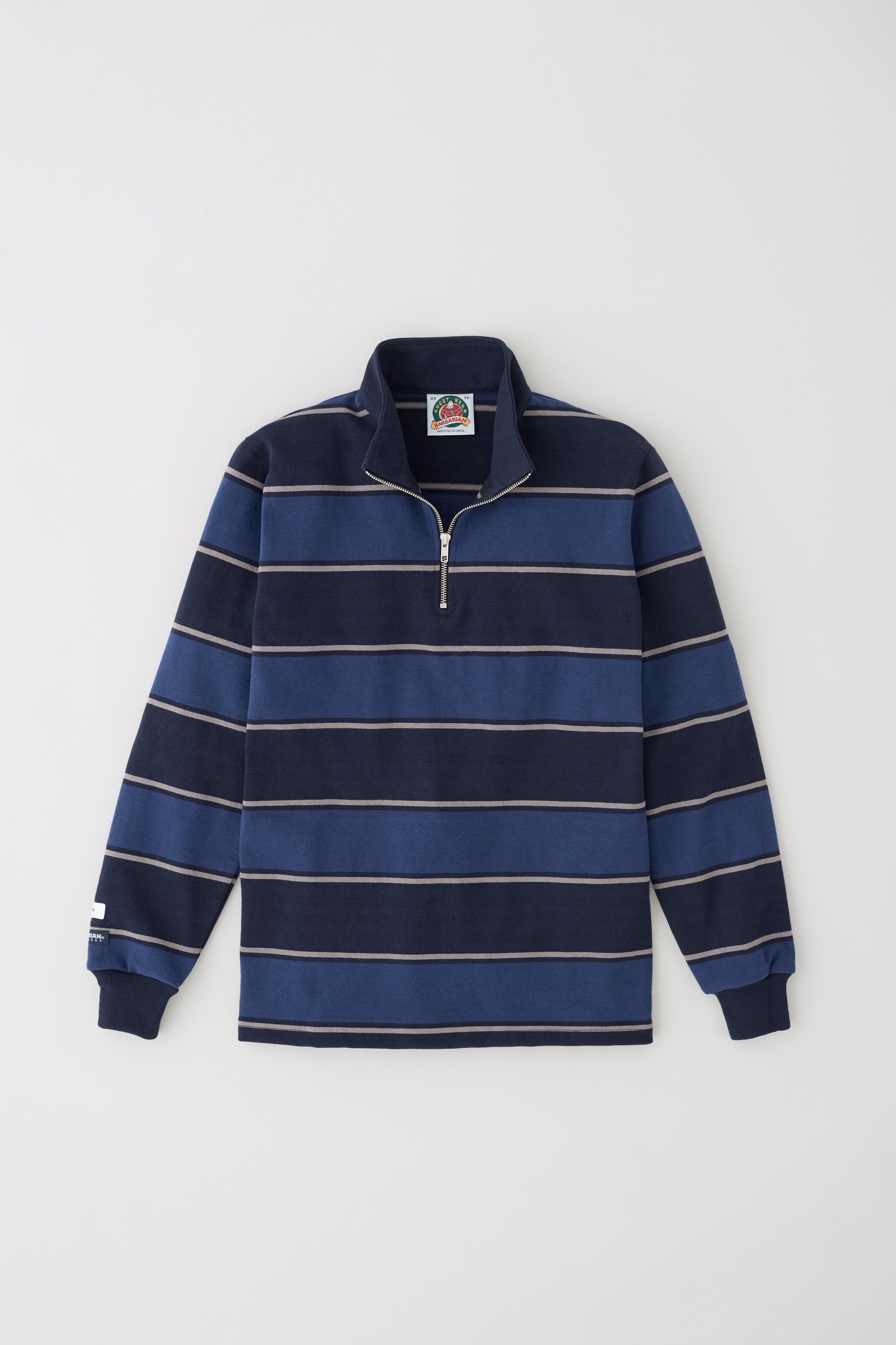 Men's Barbarian Rugby Half-zip Sweatshirt in Navy / Deep Ocean Stripe sold by Kotn product image thumbnail 5