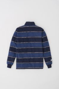 Men's Barbarian Rugby Half-zip Sweatshirt in Navy / Deep Ocean Stripe sold by Kotn