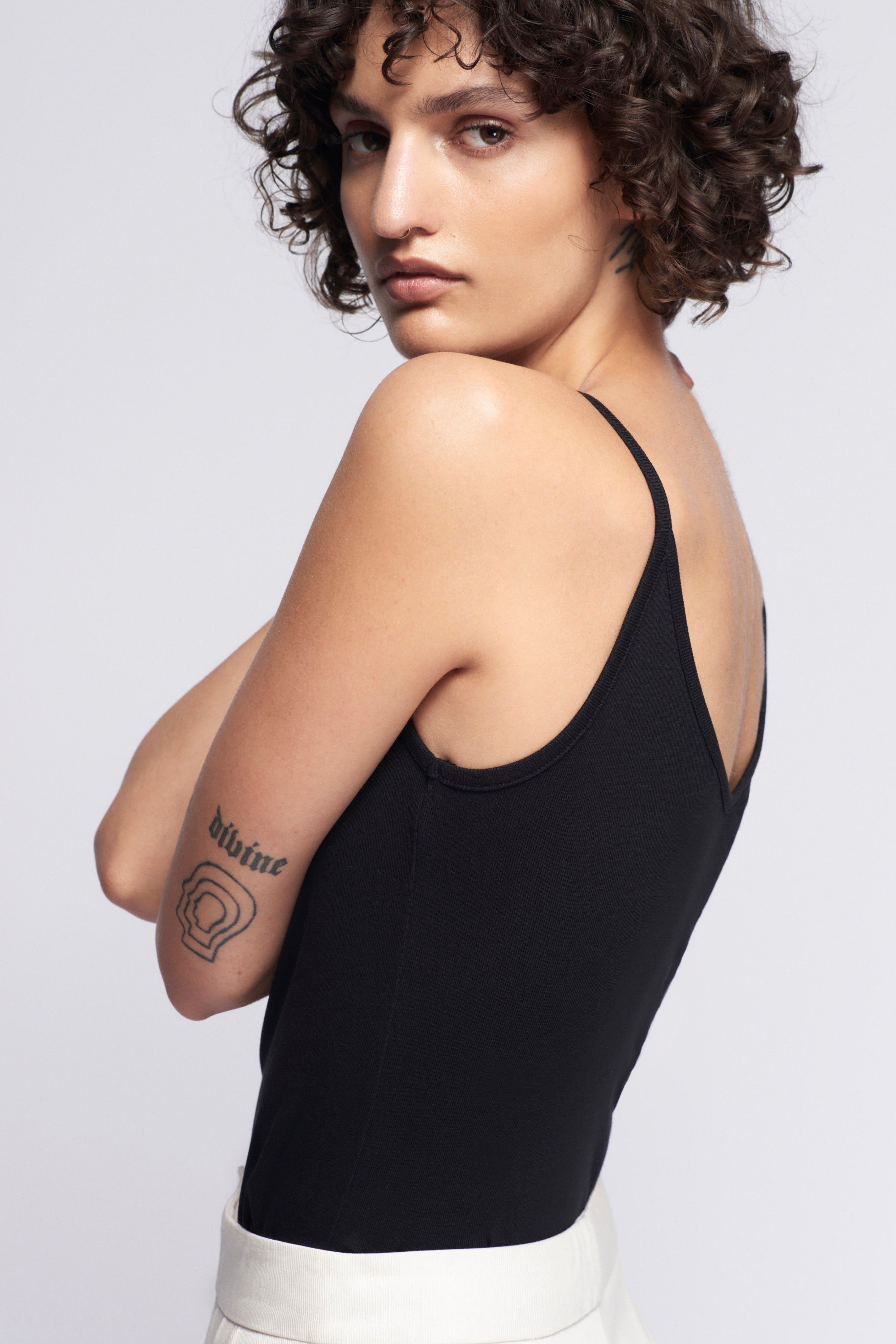V-neck Tank in Black sold by Kotn product image thumbnail 4