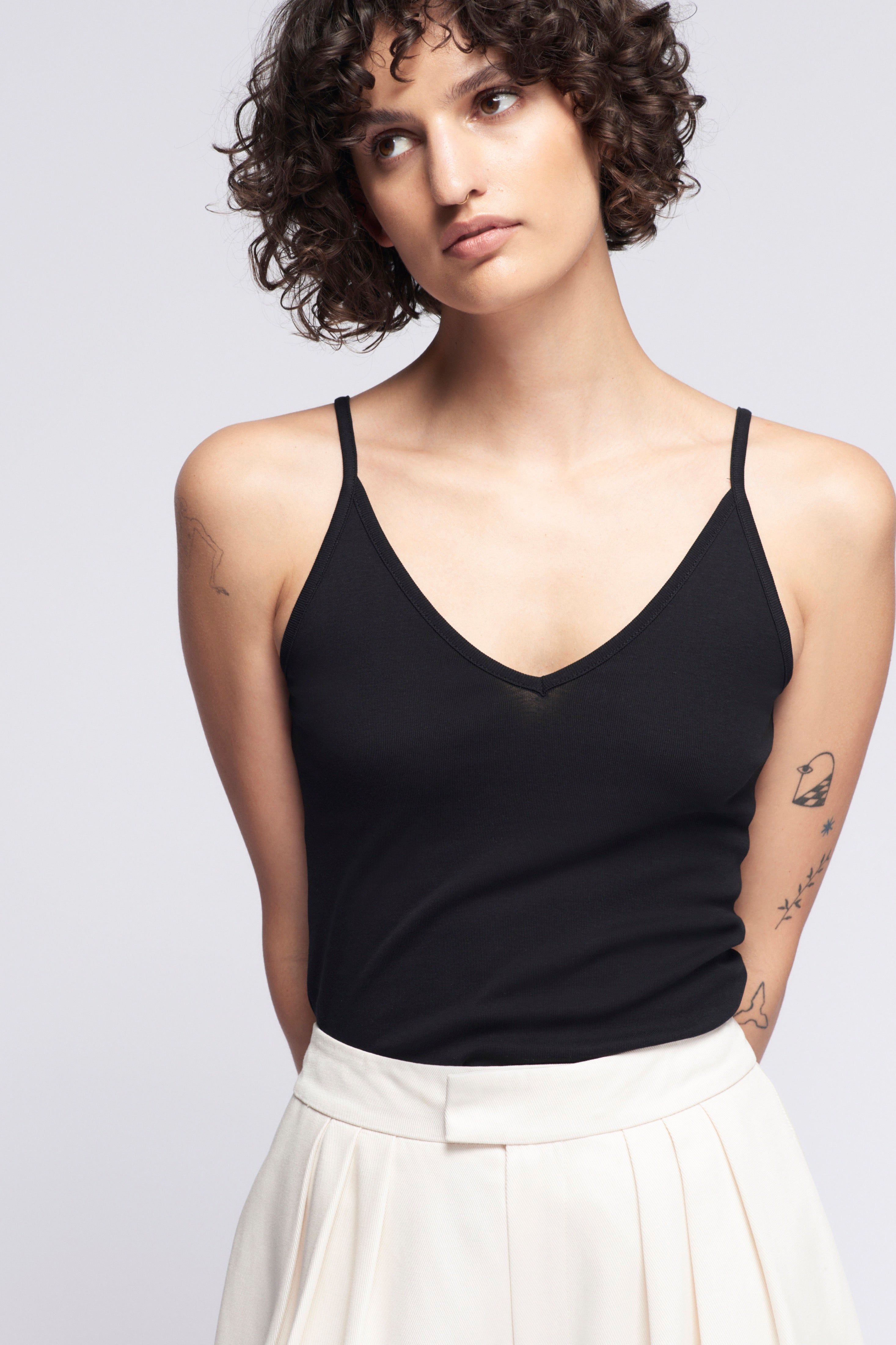 V-neck Tank in Black sold by Kotn product image thumbnail 2