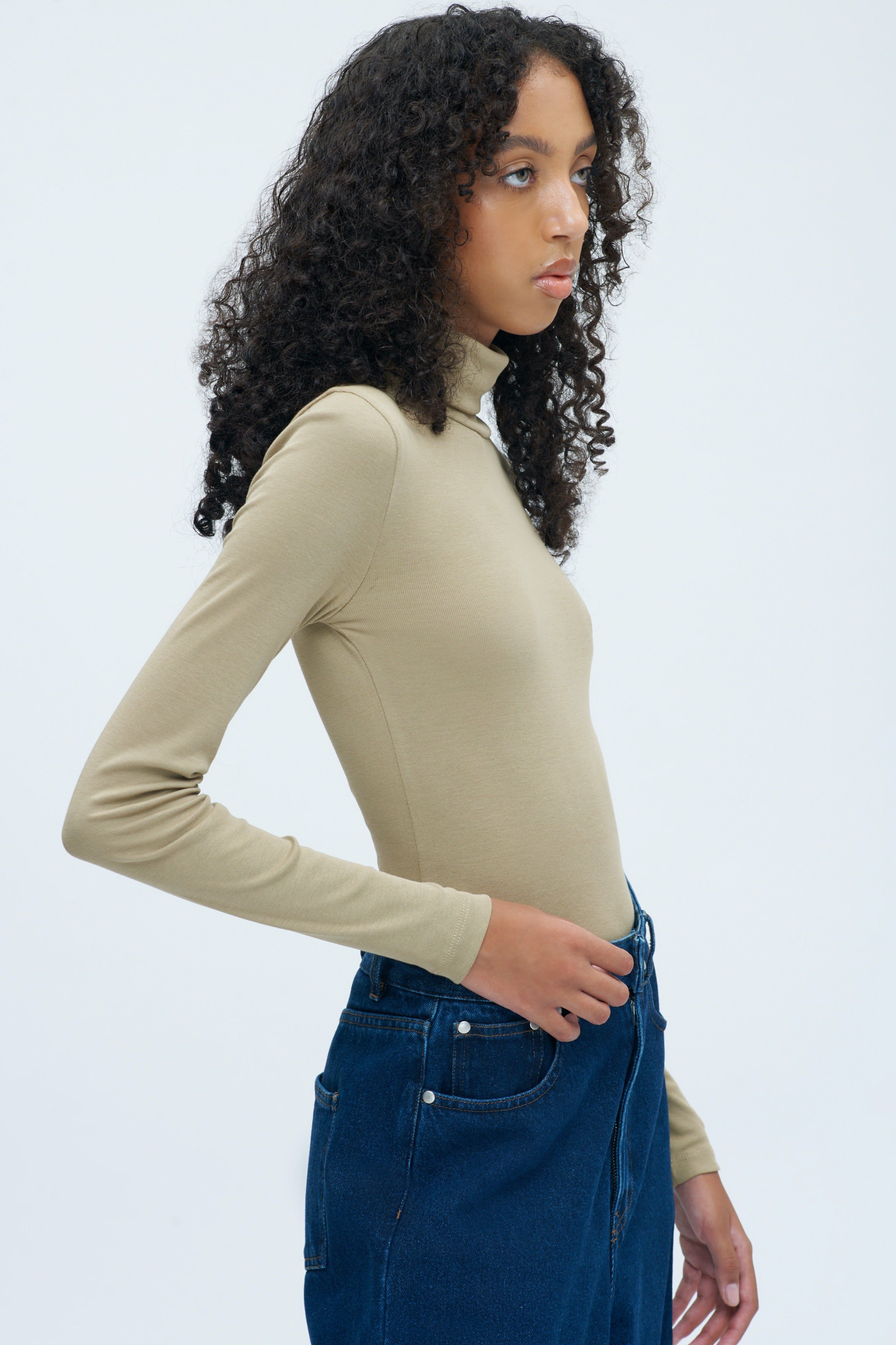 Fitted Turtleneck in Coriander sold by Kotn product image thumbnail 3