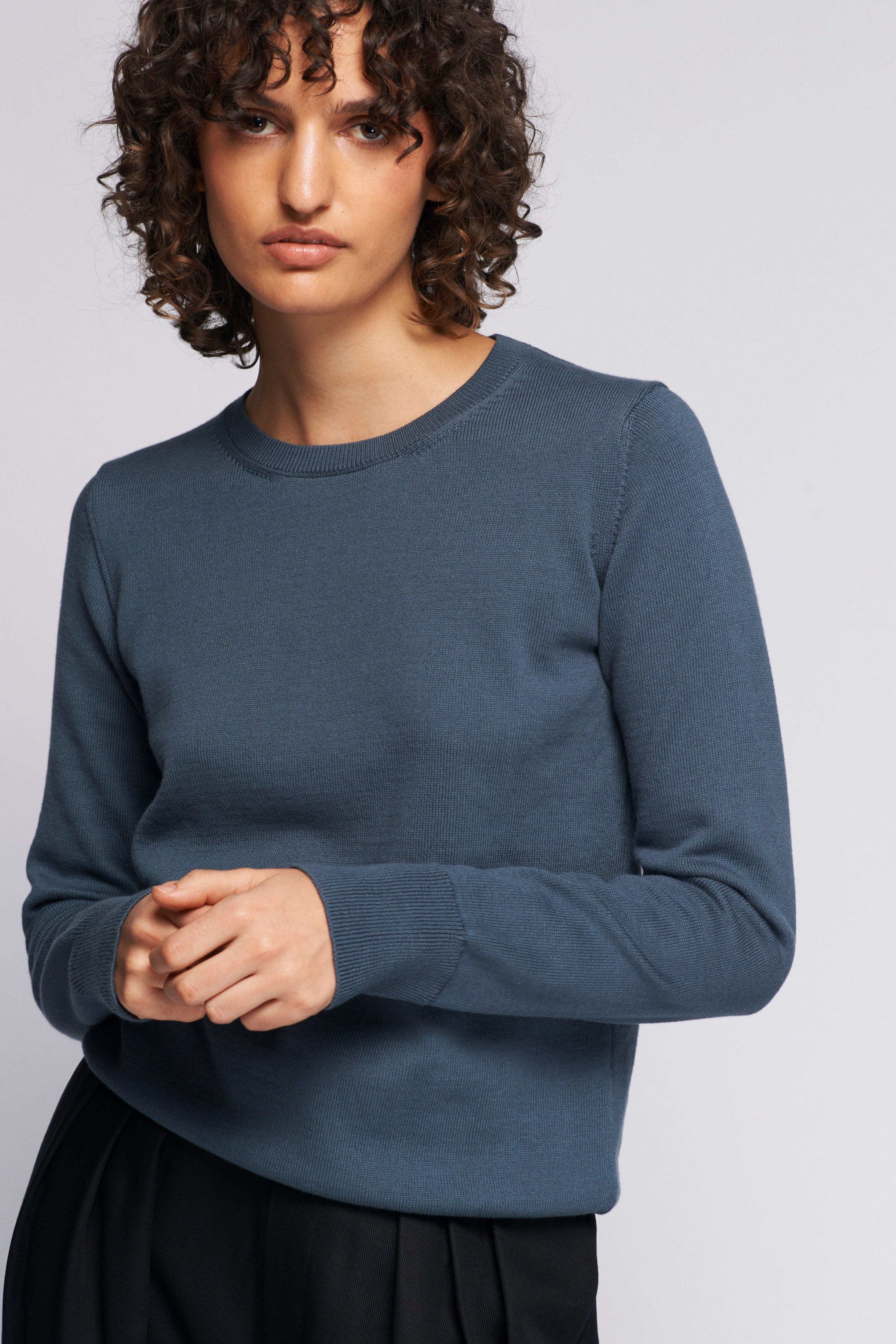Women's Fine Knit Crewneck Sweater in Iron sold by Kotn product image thumbnail 2