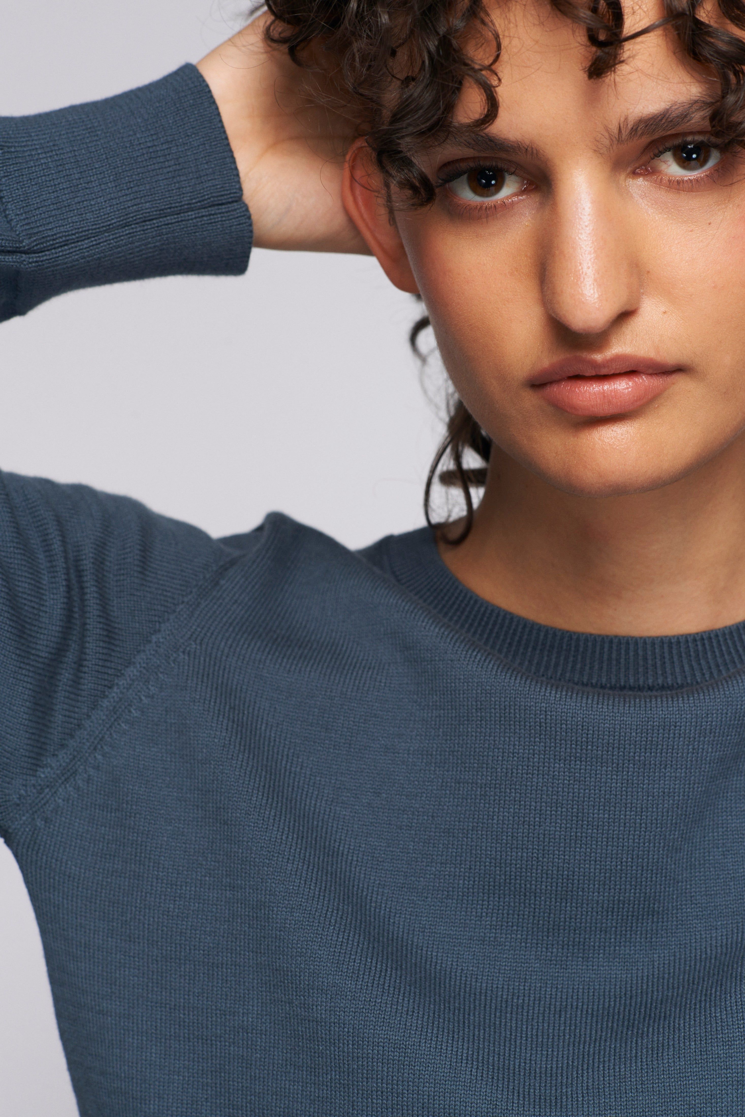 Women's Fine Knit Crewneck Sweater in Iron sold by Kotn product image thumbnail 4