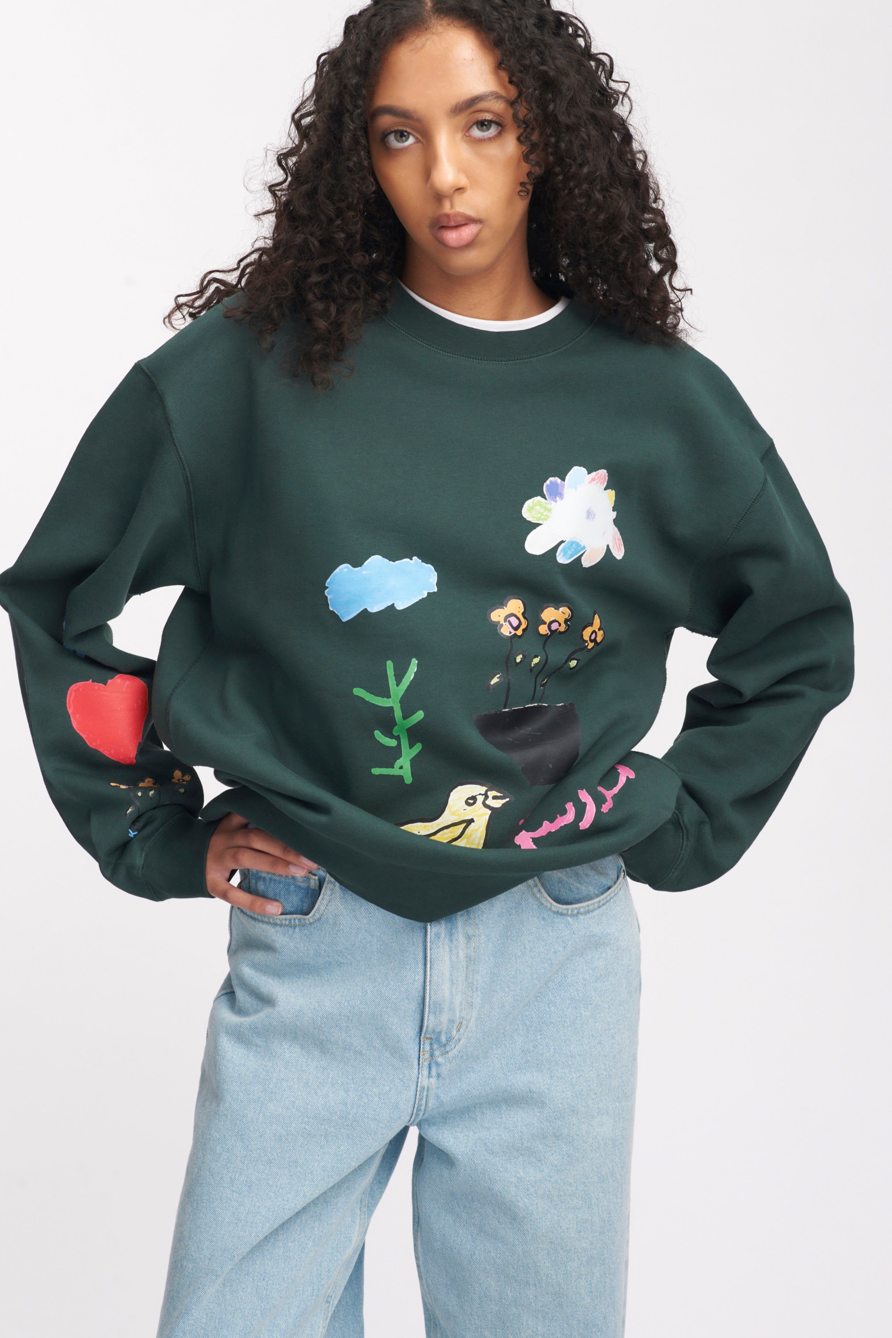 Kotn x KWW Love Collage Essential Sweatshirt in Racing Green sold by Kotn product image thumbnail 3