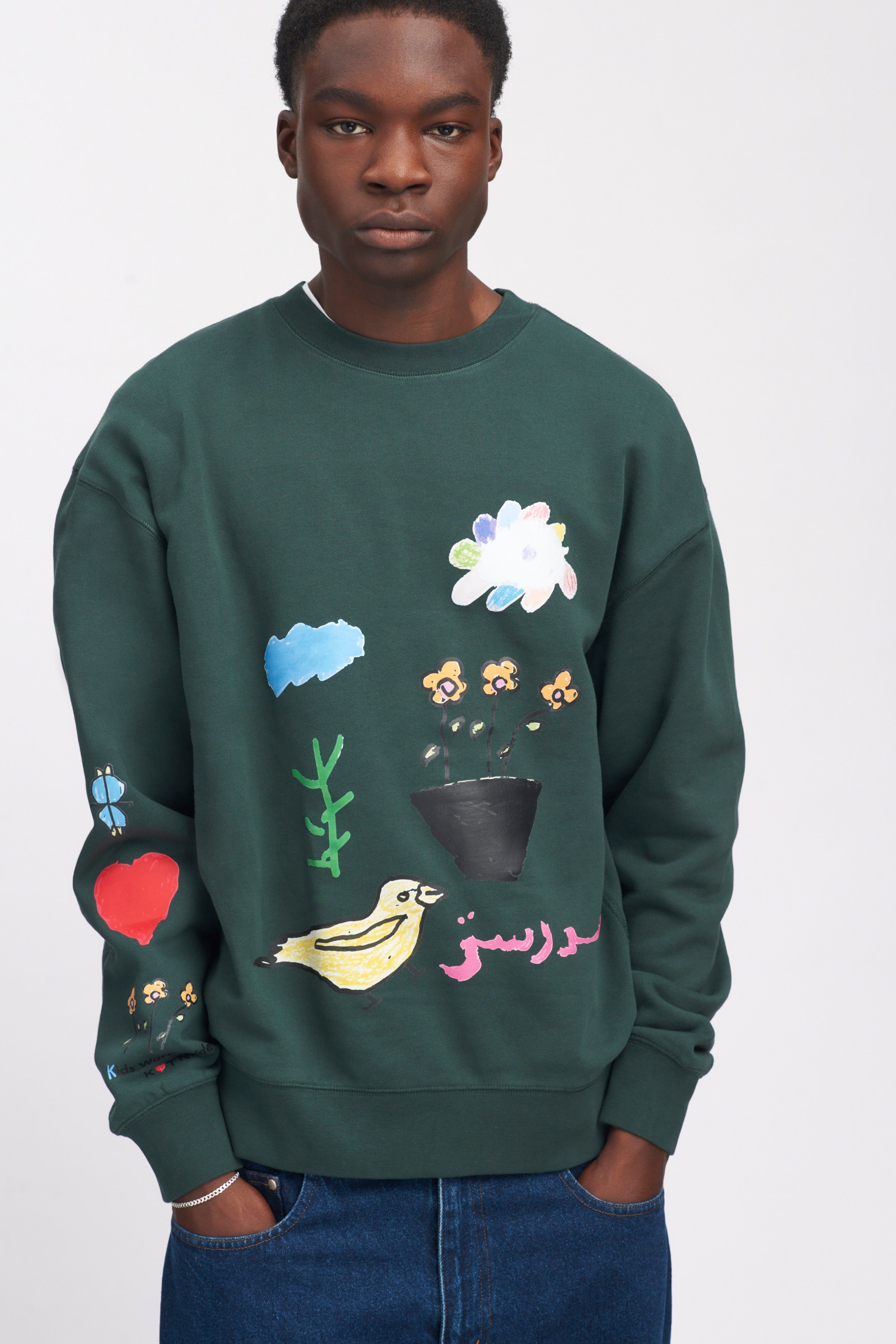 Kotn x KWW Love Collage Essential Sweatshirt in Racing Green sold by Kotn product image thumbnail 4