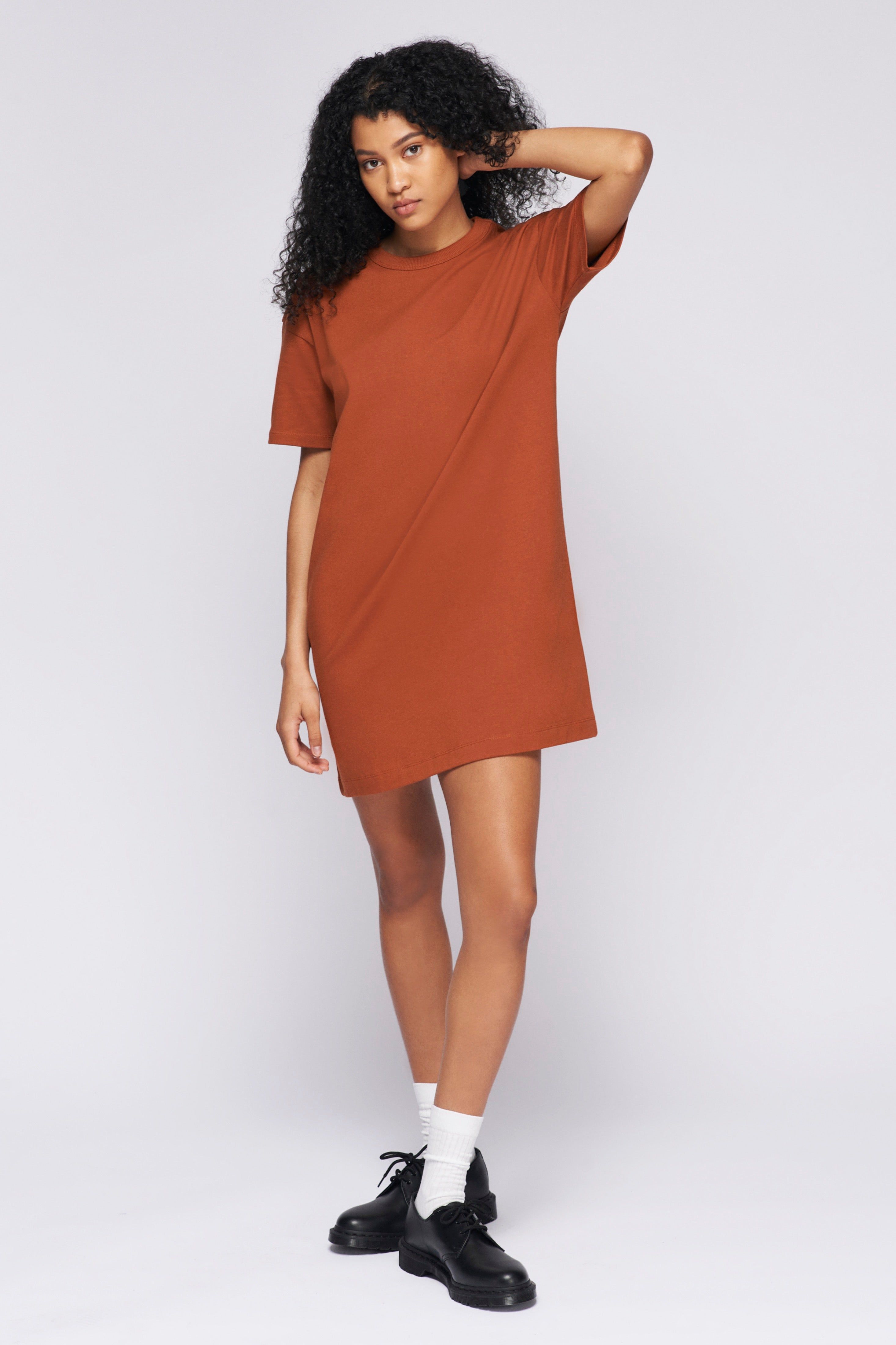 Women's T-Shirt Dress in Terracotta sold by Kotn