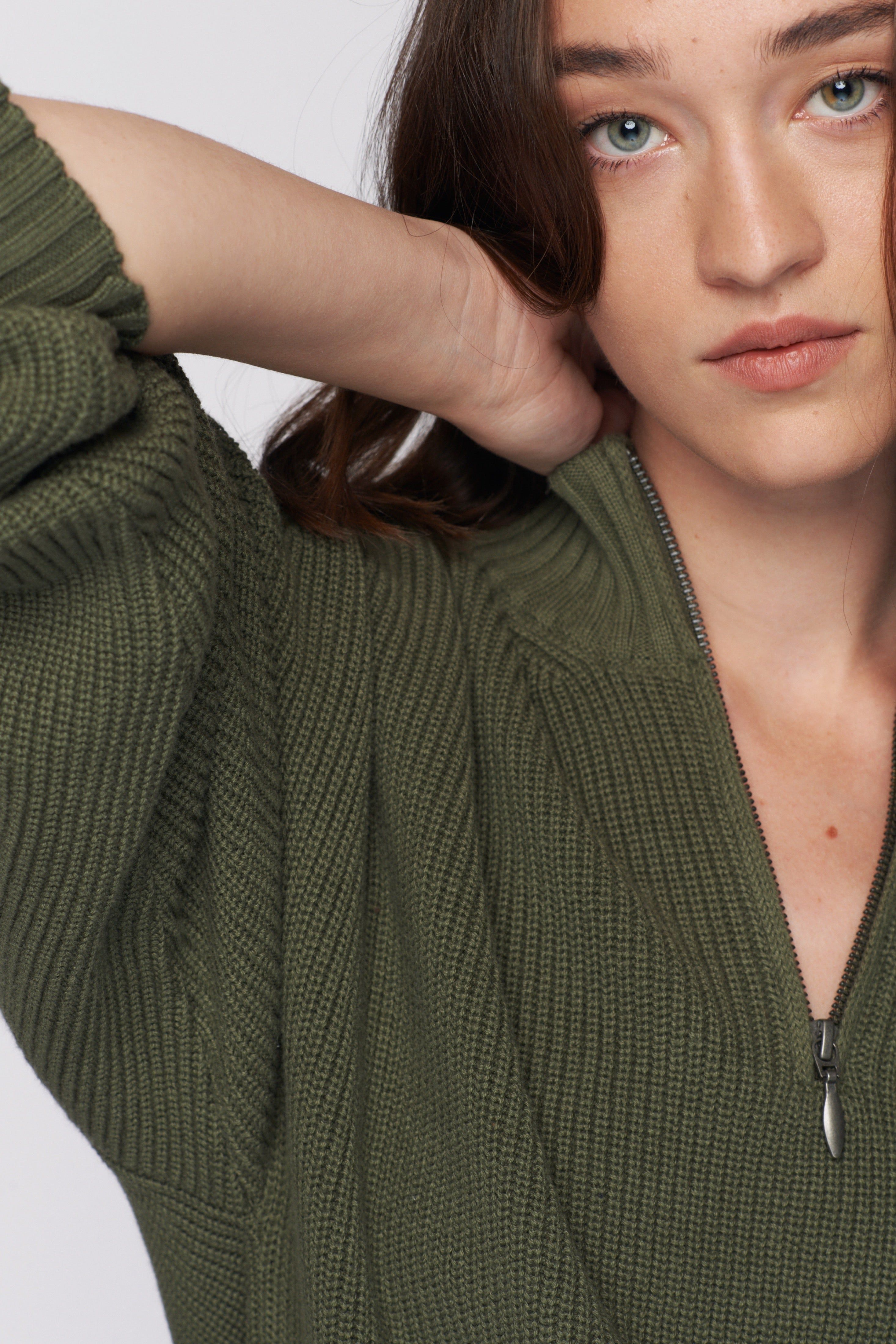 Women's Half-Zip Sweater in Fern sold by Kotn product image thumbnail 4