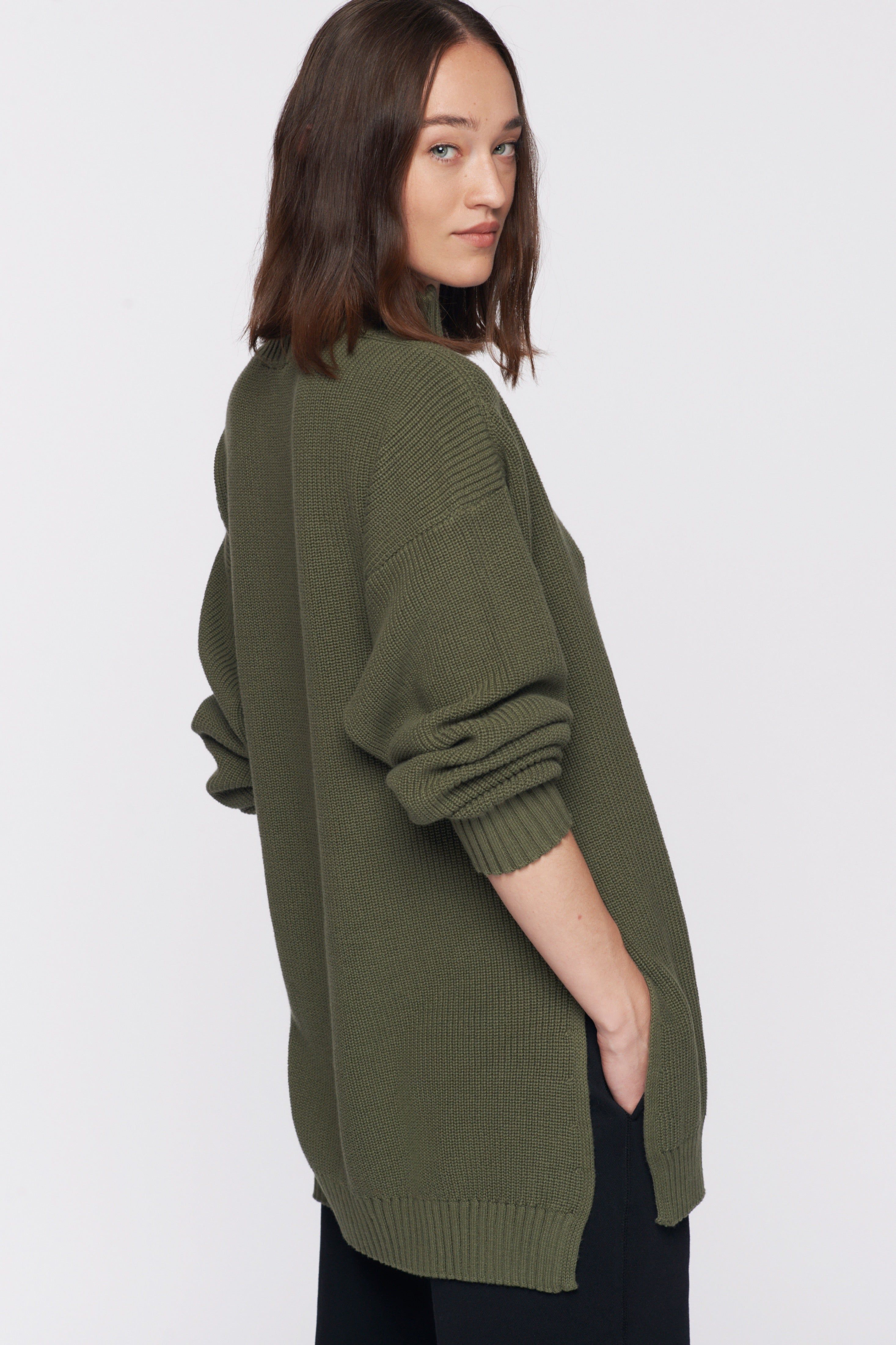 Women's Half-Zip Sweater in Fern sold by Kotn product image thumbnail 3