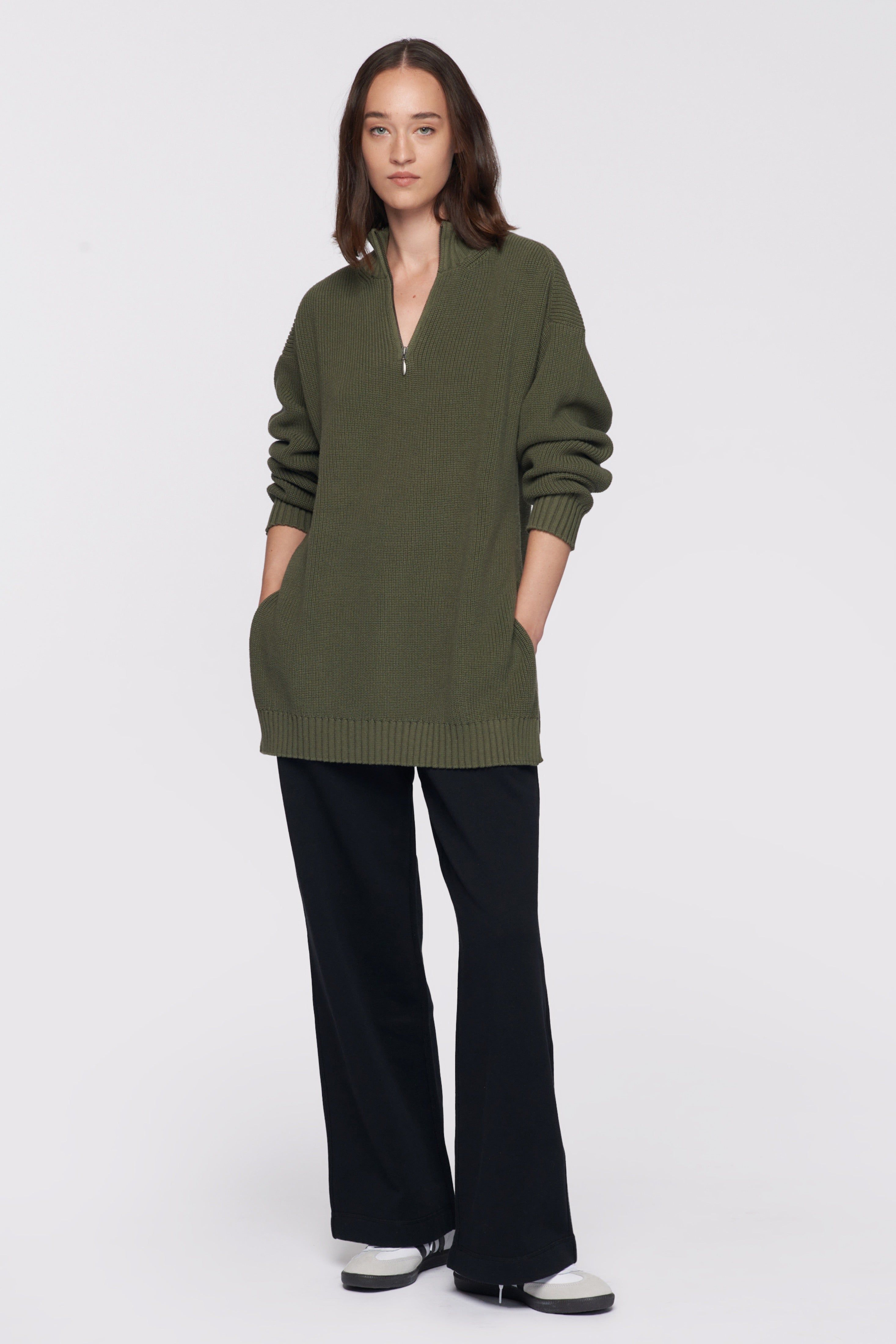 Women's Half-Zip Sweater in Fern sold by Kotn