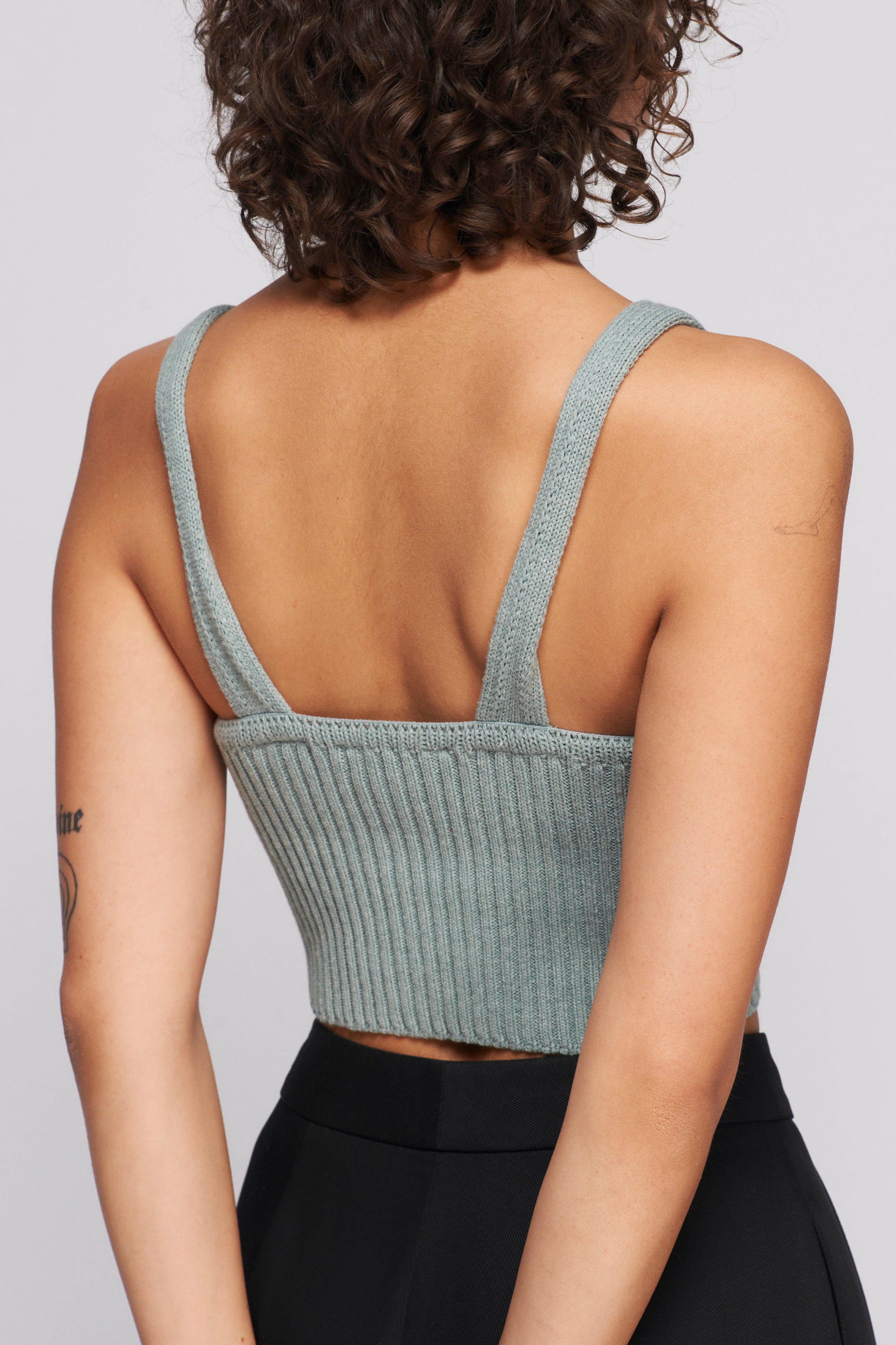 Women's Knit Crop Tank in Spruce sold by Kotn product image thumbnail 3