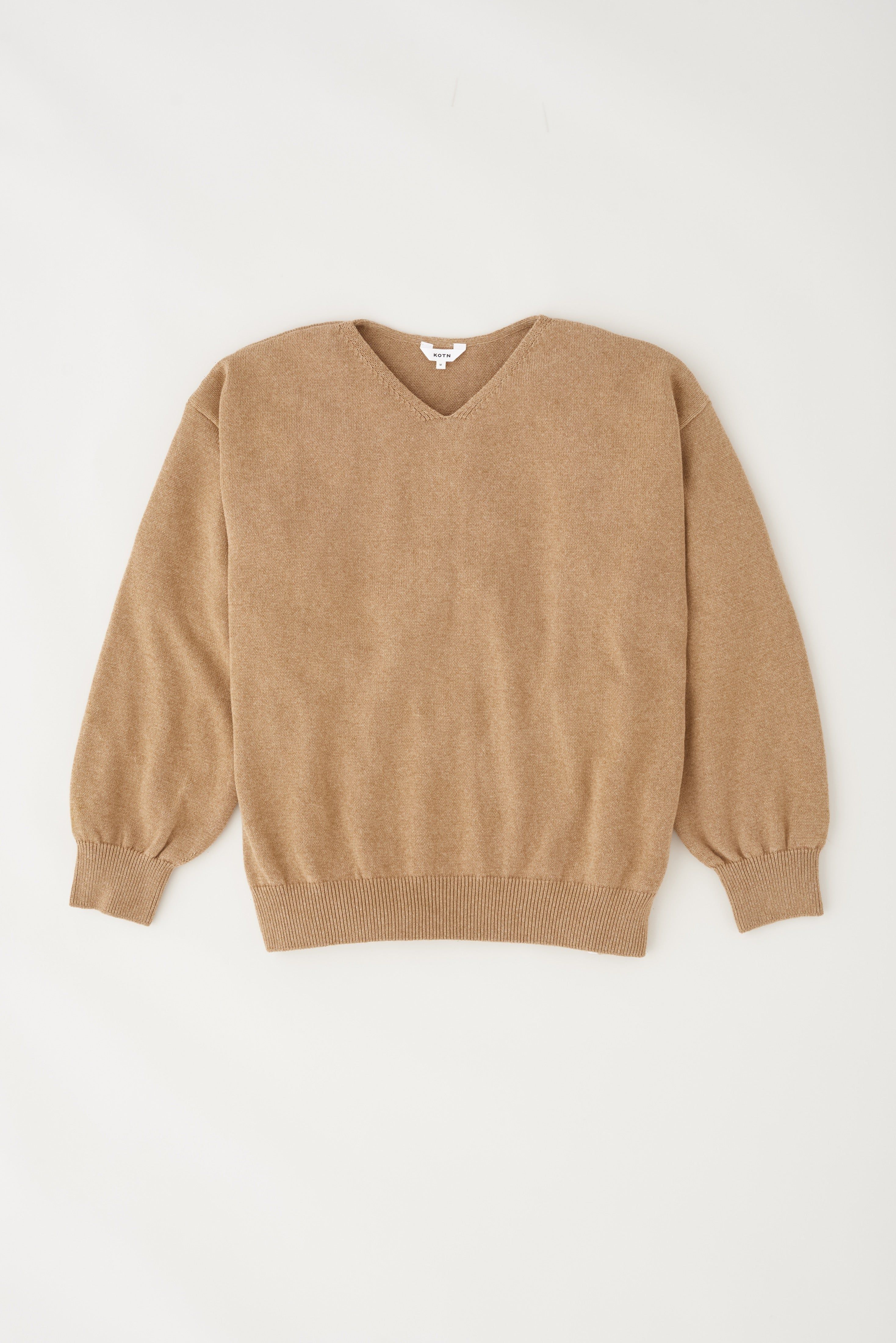 Men's Oversized V-Neck Sweater in Caramel sold by Kotn product image thumbnail 5