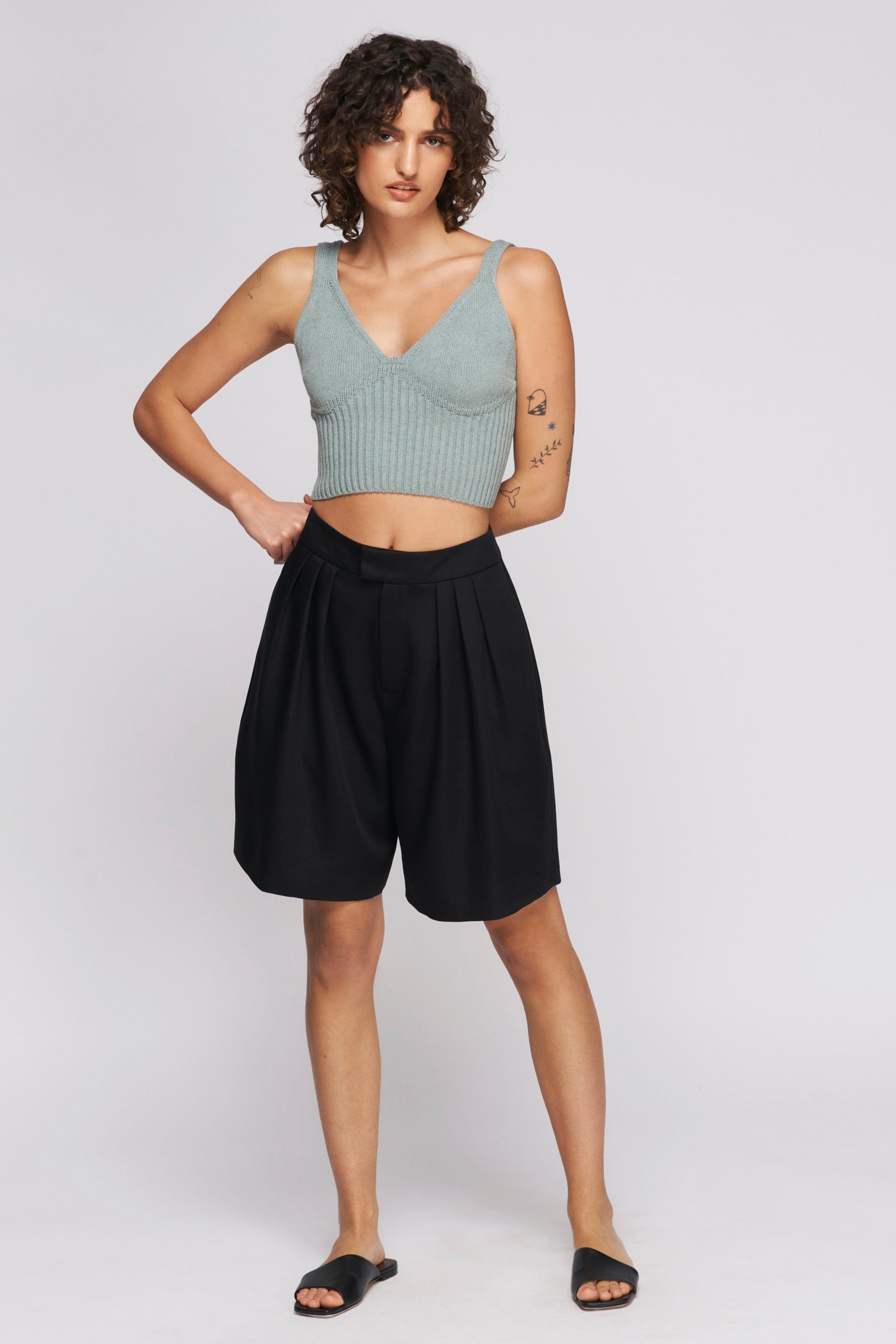 Women's Knit Crop Tank in Spruce sold by Kotn