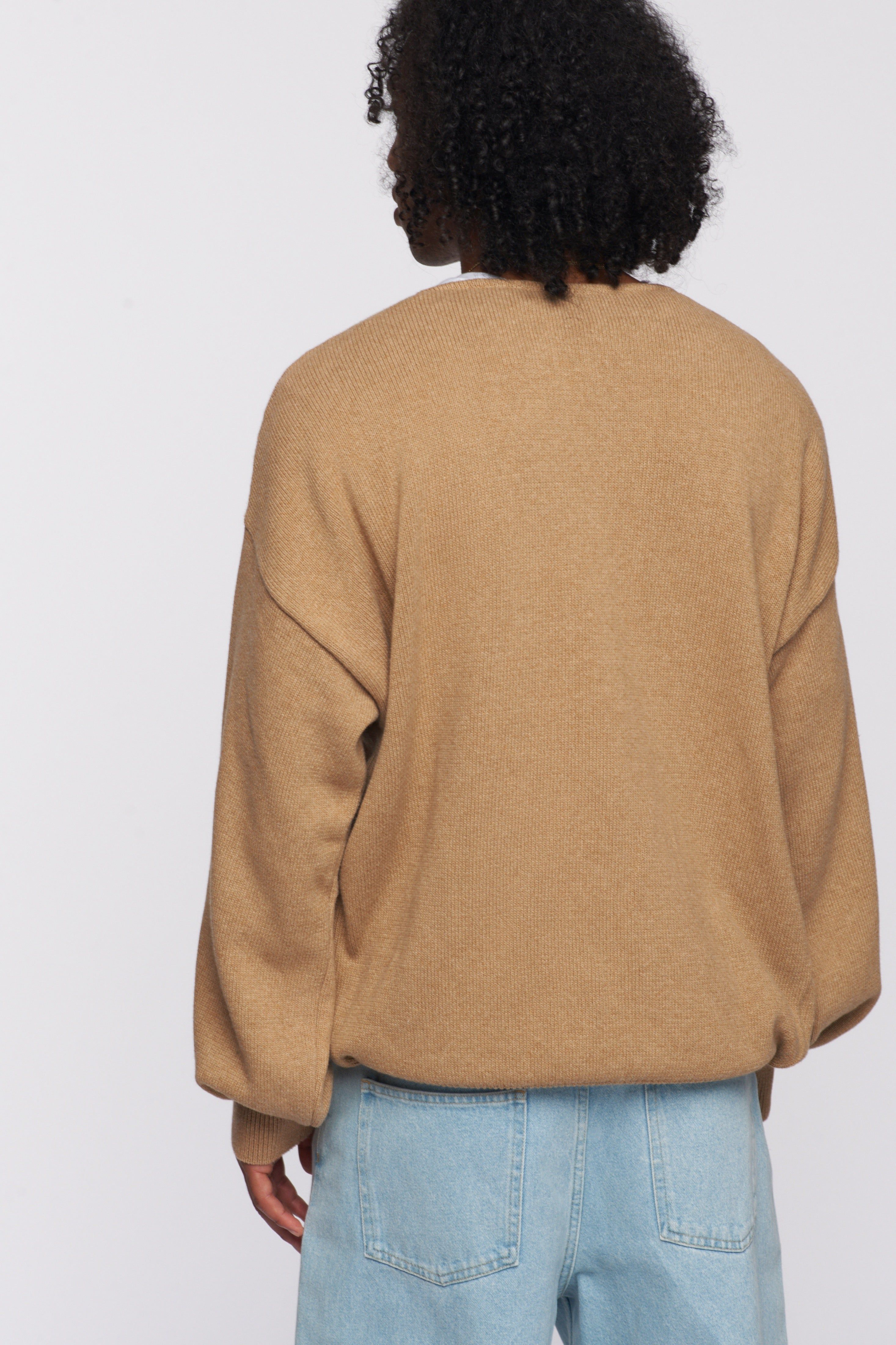 Men's Oversized V-Neck Sweater in Caramel sold by Kotn product image thumbnail 3