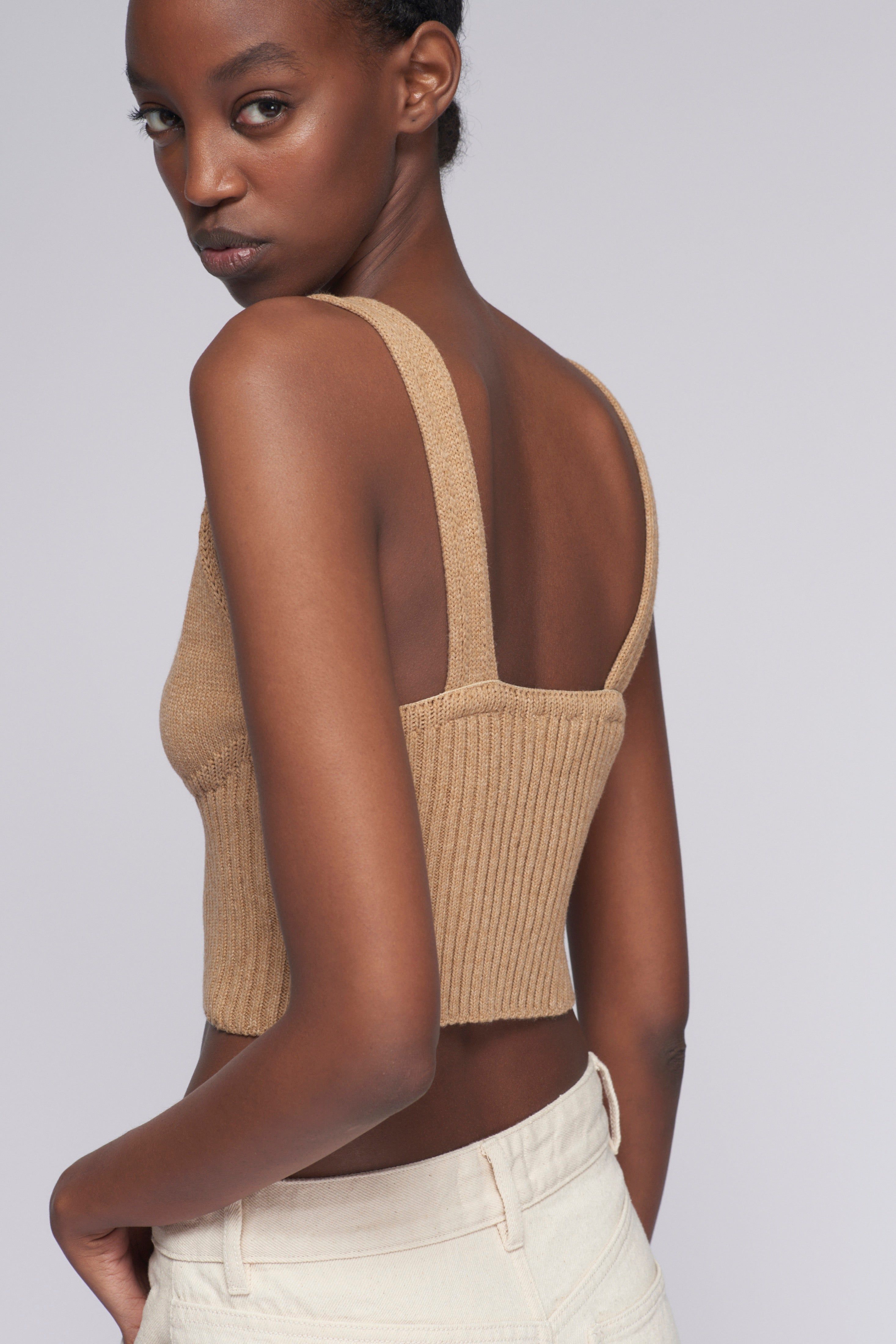 Women's Knit Crop Tank in Caramel sold by Kotn product image thumbnail 3