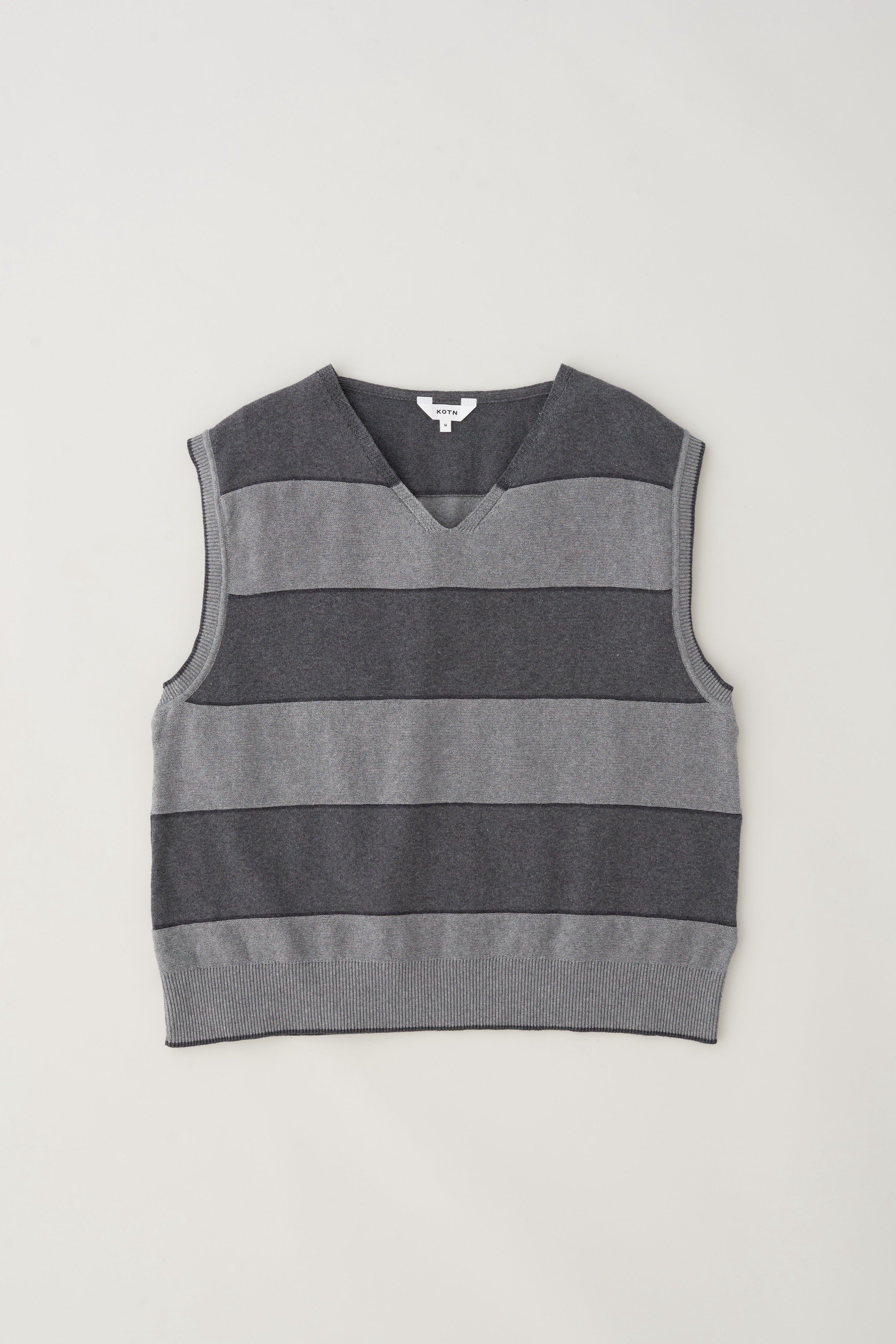 Men's Fine Knit Vest in Charcoal Stripe sold by Kotn product image thumbnail 5