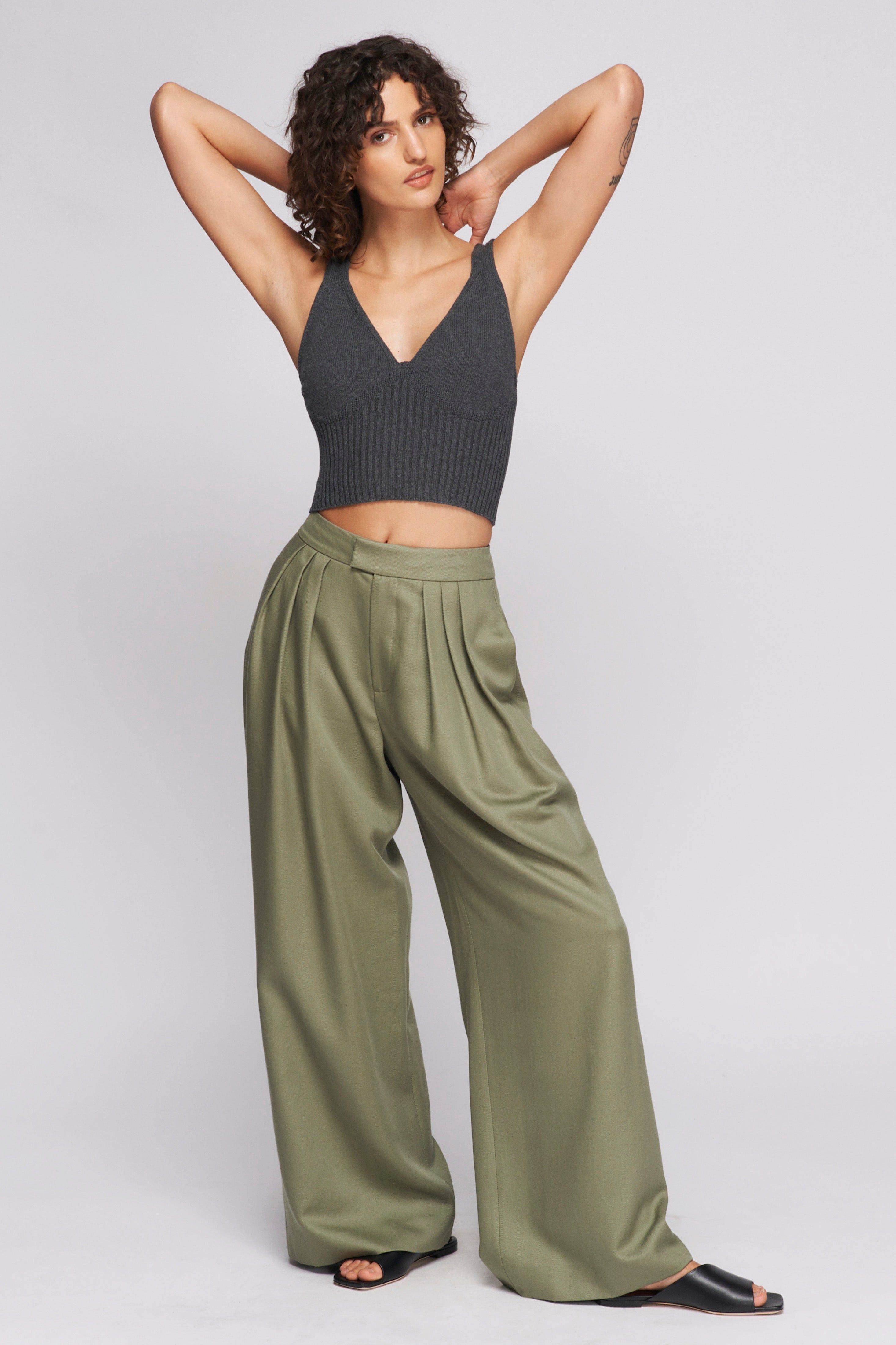 Women's Knit Crop Tank in Iron sold by Kotn