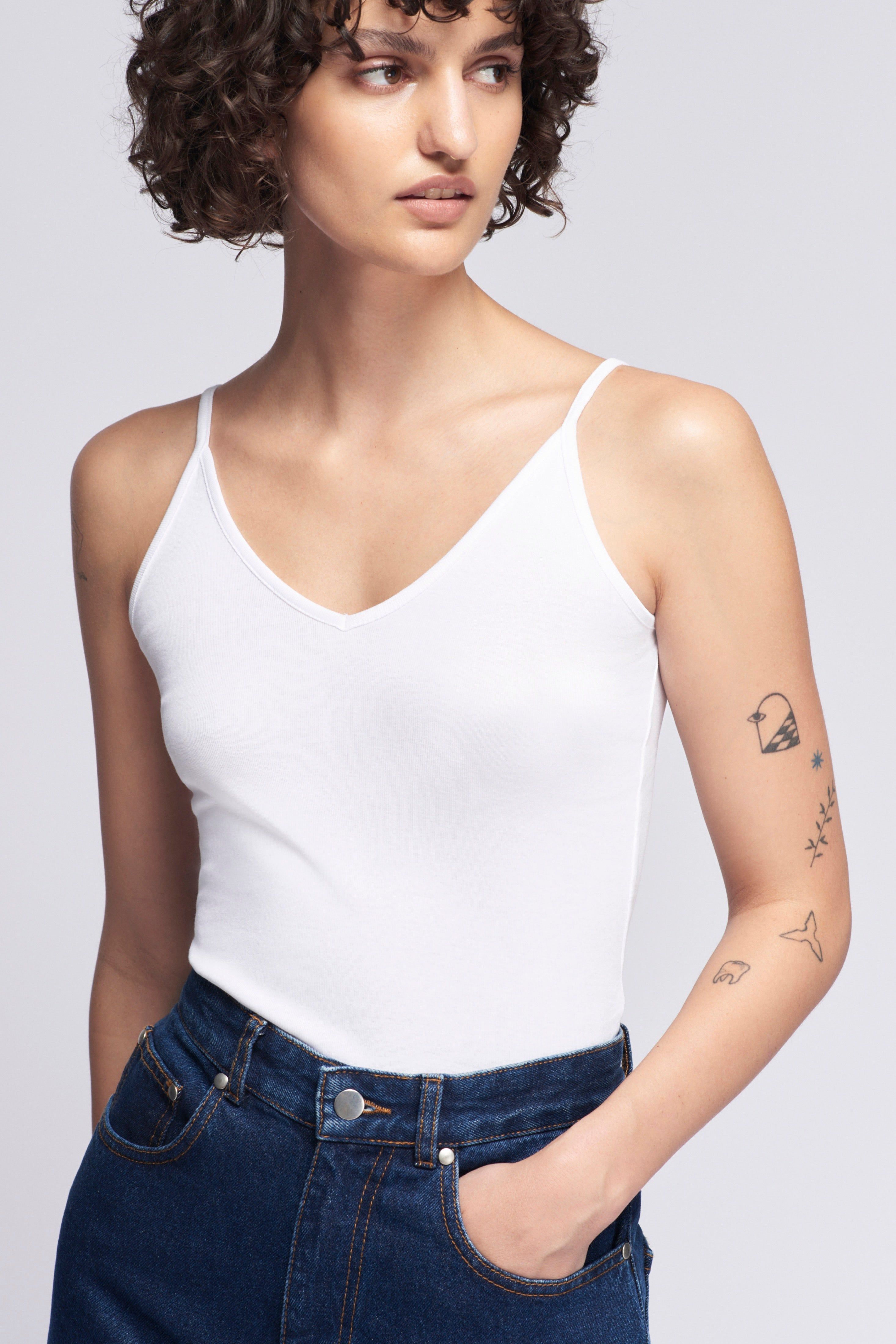 Women's V-neck Tank in White sold by Kotn product image thumbnail 2