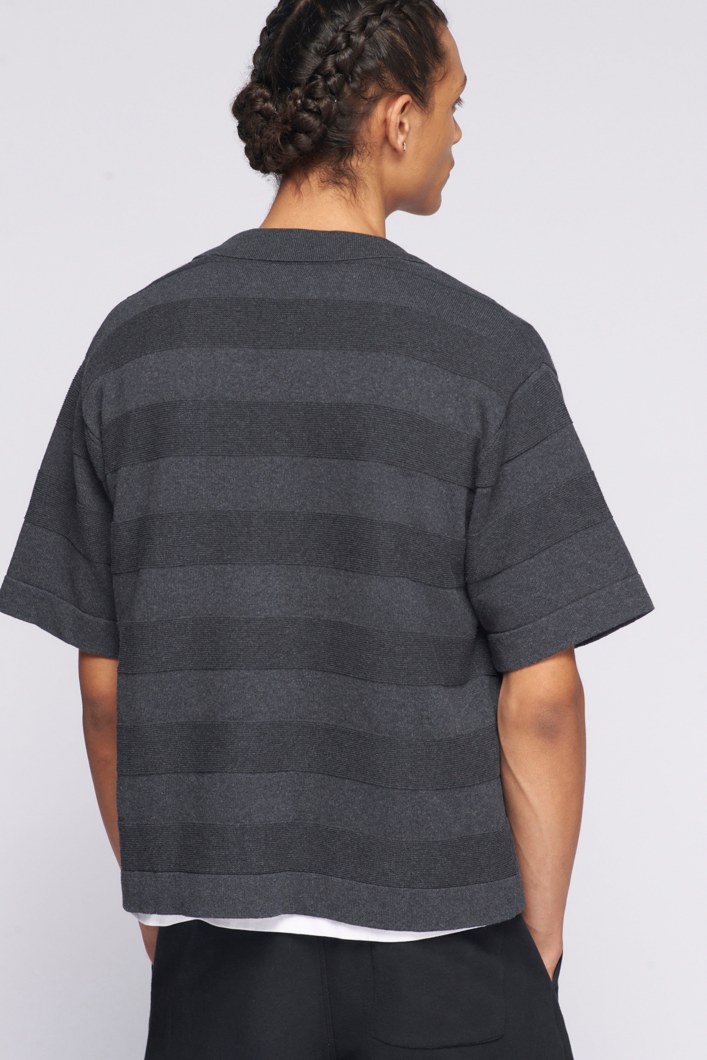 Men's Fine Knit Shirt in Charcoal Melange sold by Kotn product image thumbnail 4