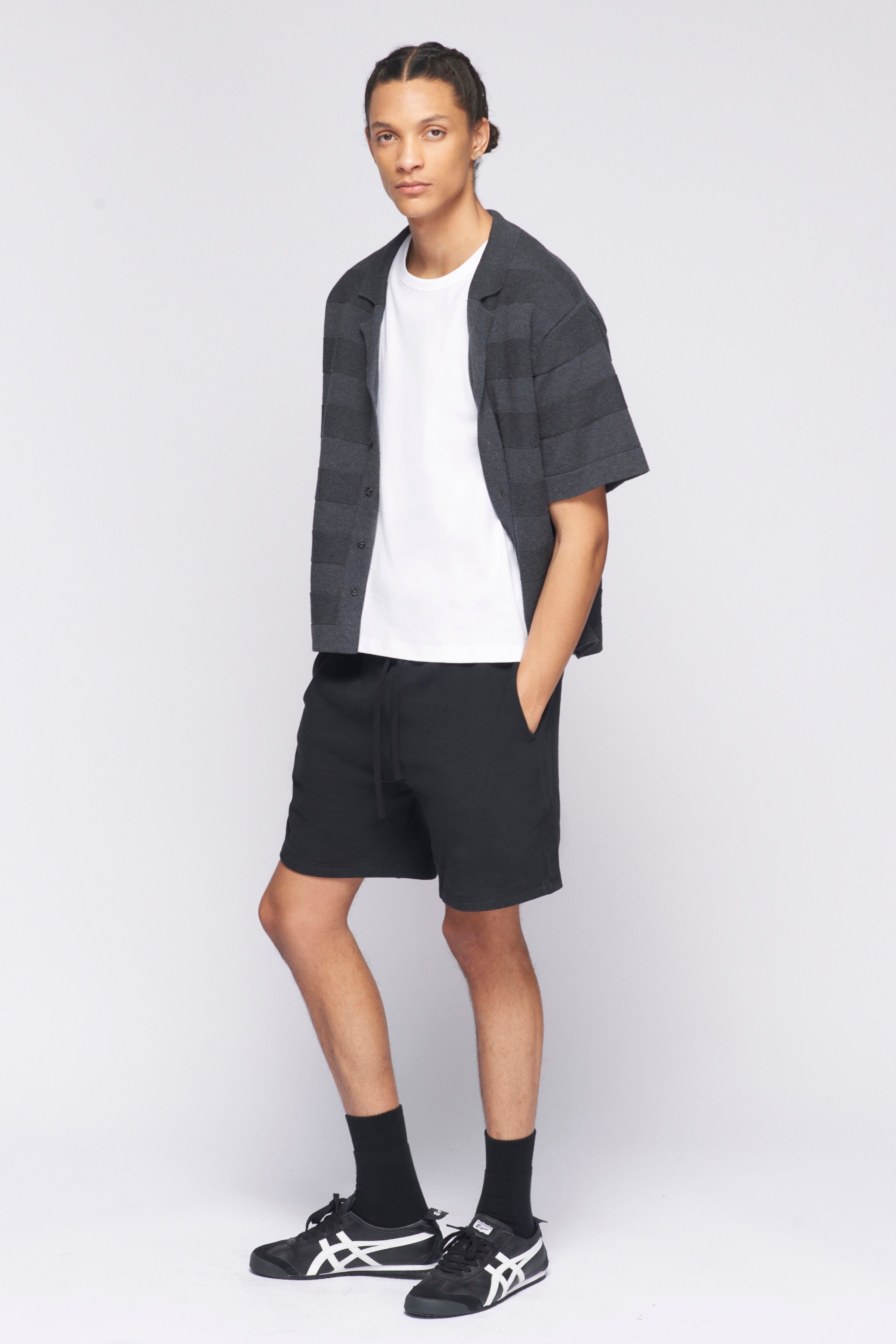 Men's Fine Knit Shirt in Charcoal Melange sold by Kotn