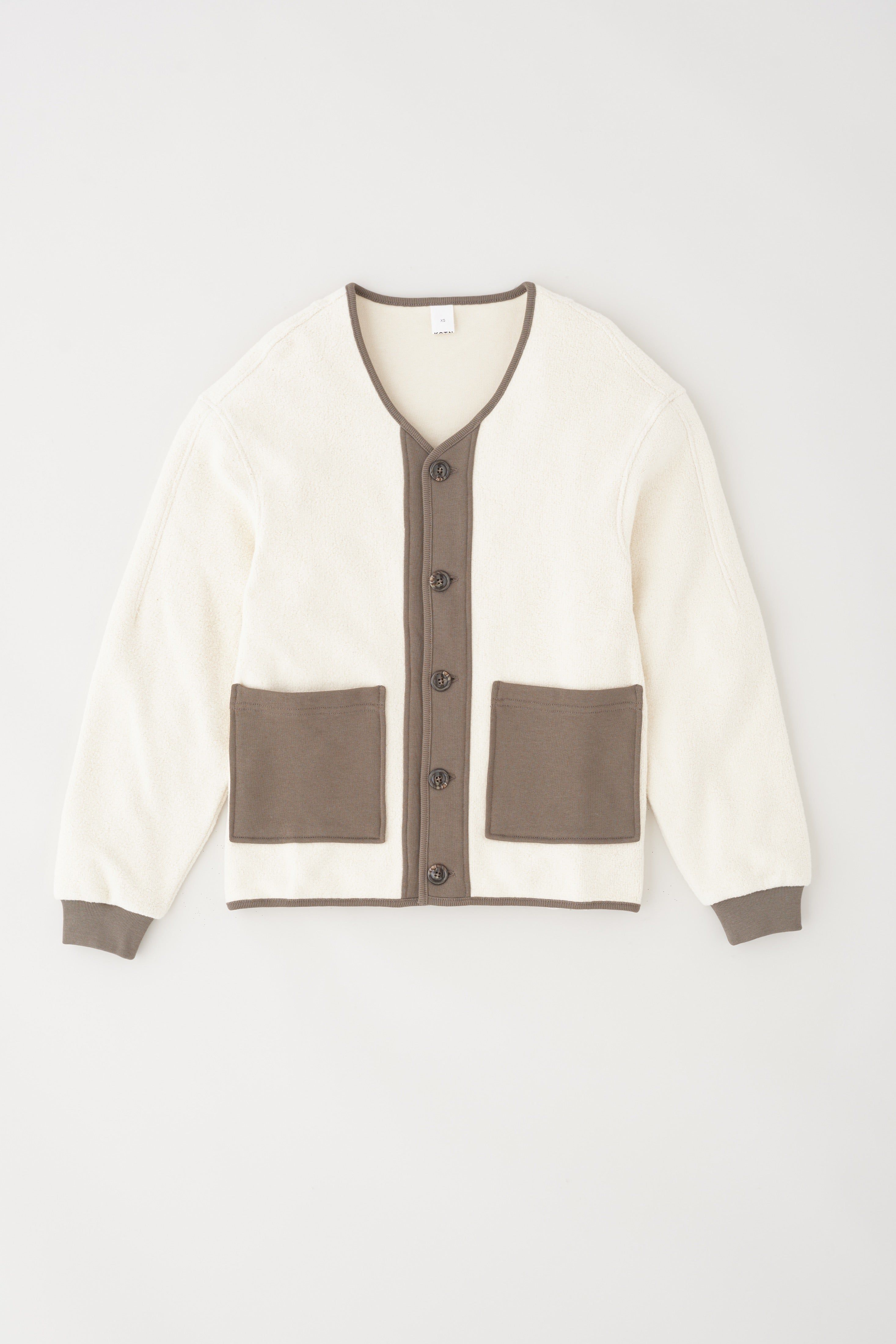 Unisex Reverse Fleece Cardigan in Alabaster/Dark Olive sold by Kotn product image thumbnail 7