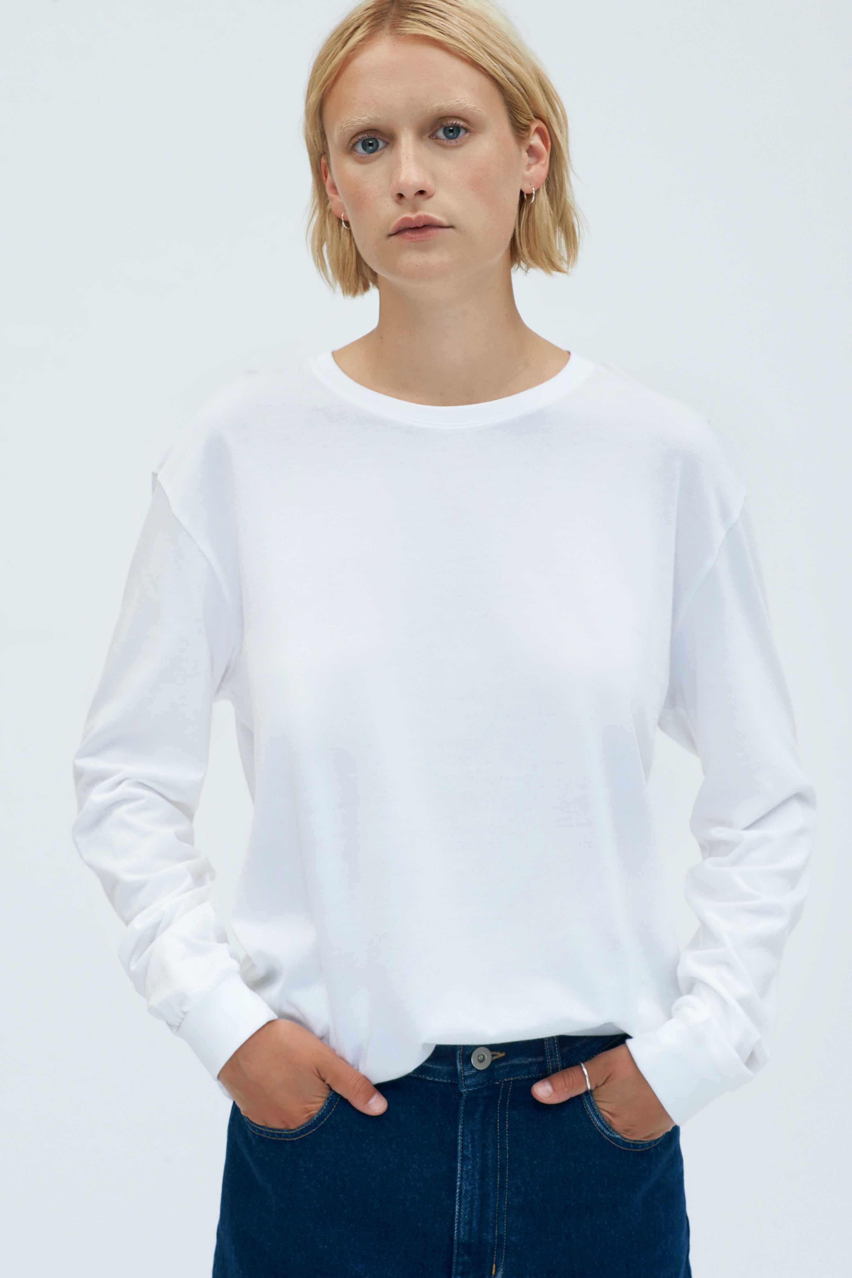 Essential Longsleeve in White sold by Kotn product image thumbnail 4