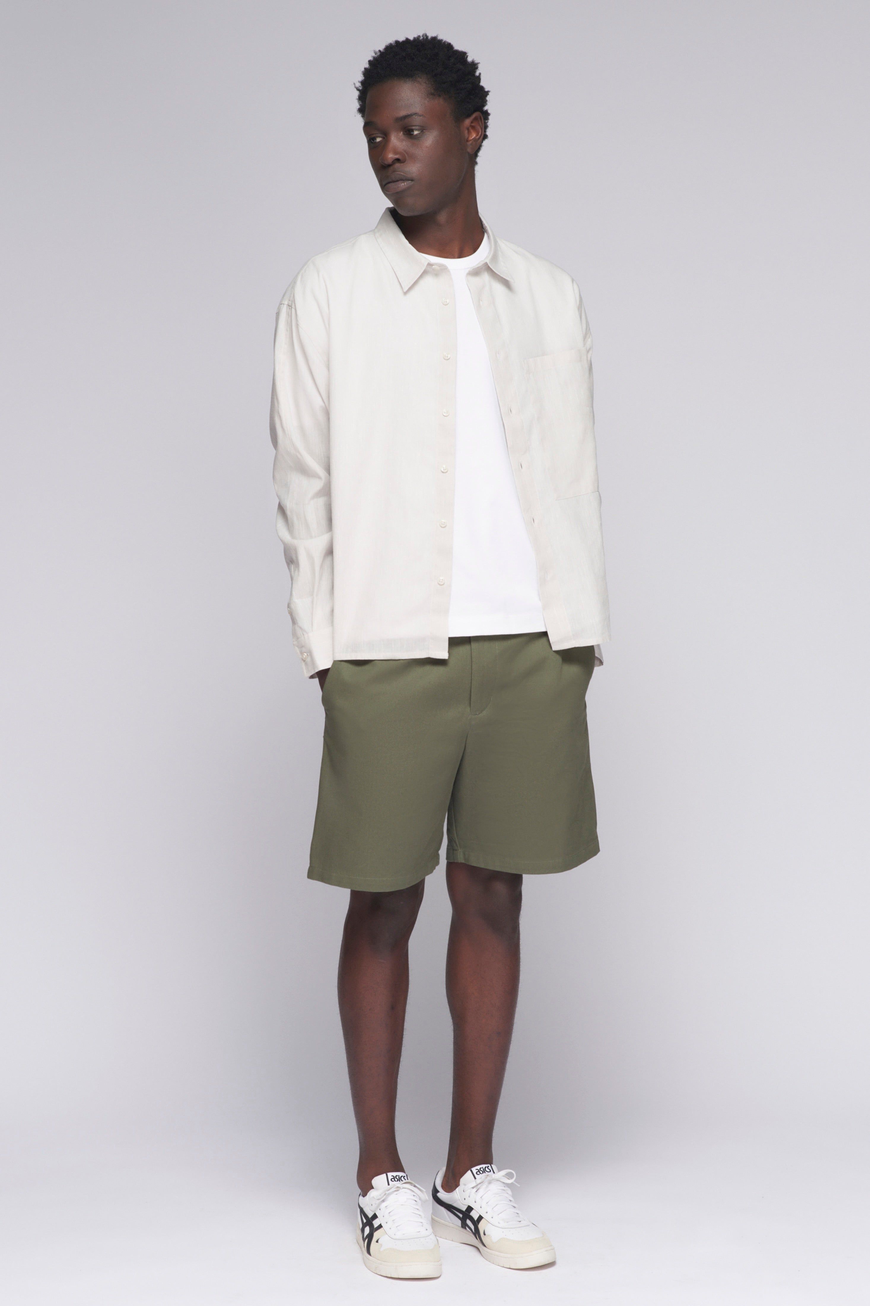 Men's Twill Shorts in Laurel Oak sold by Kotn