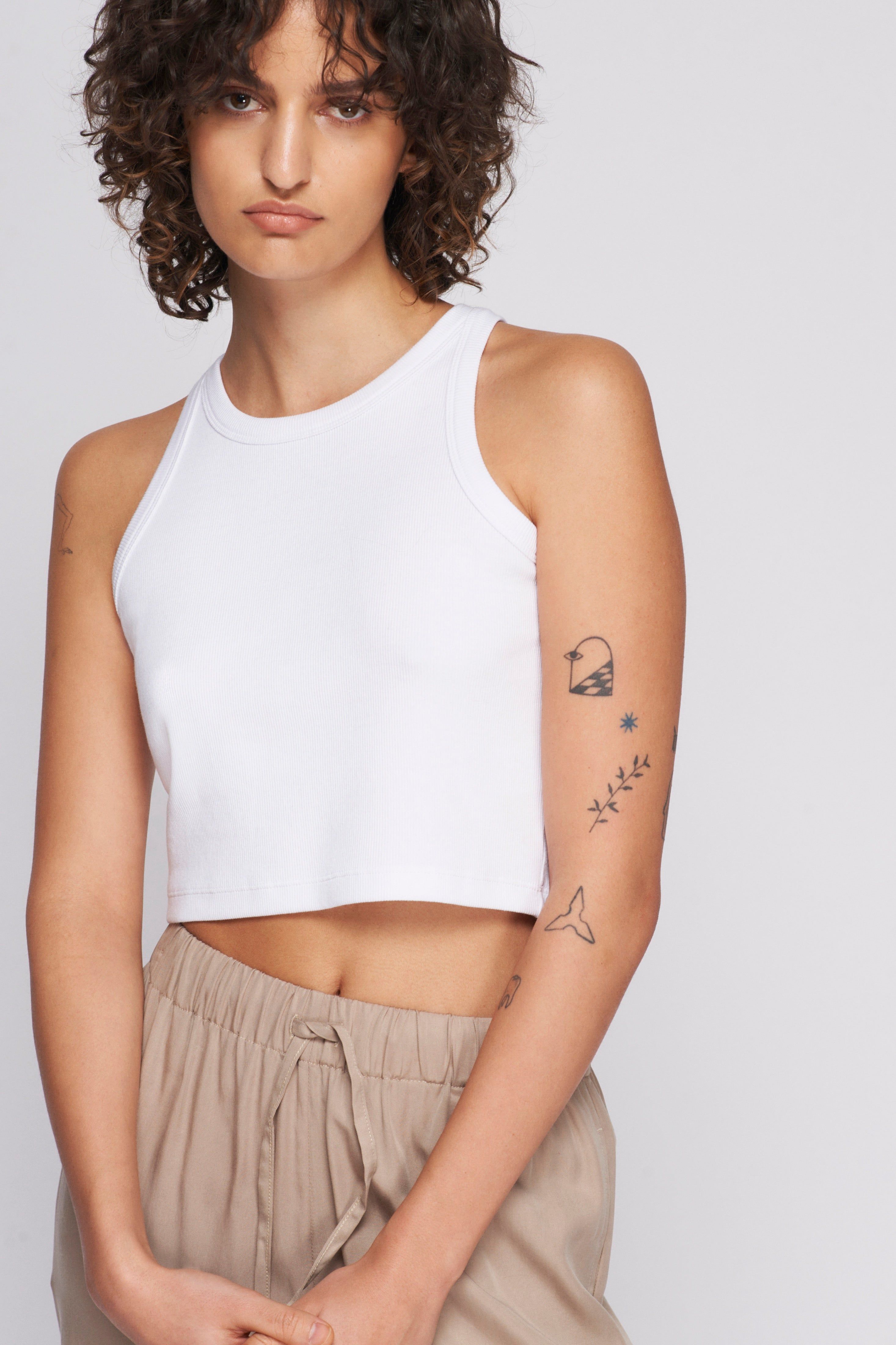 Women's Crop Racer Tank in White sold by Kotn product image thumbnail 3