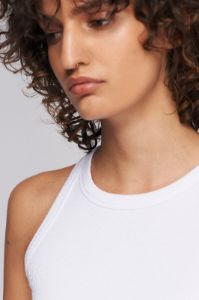 Women's Crop Racer Tank in White sold by Kotn