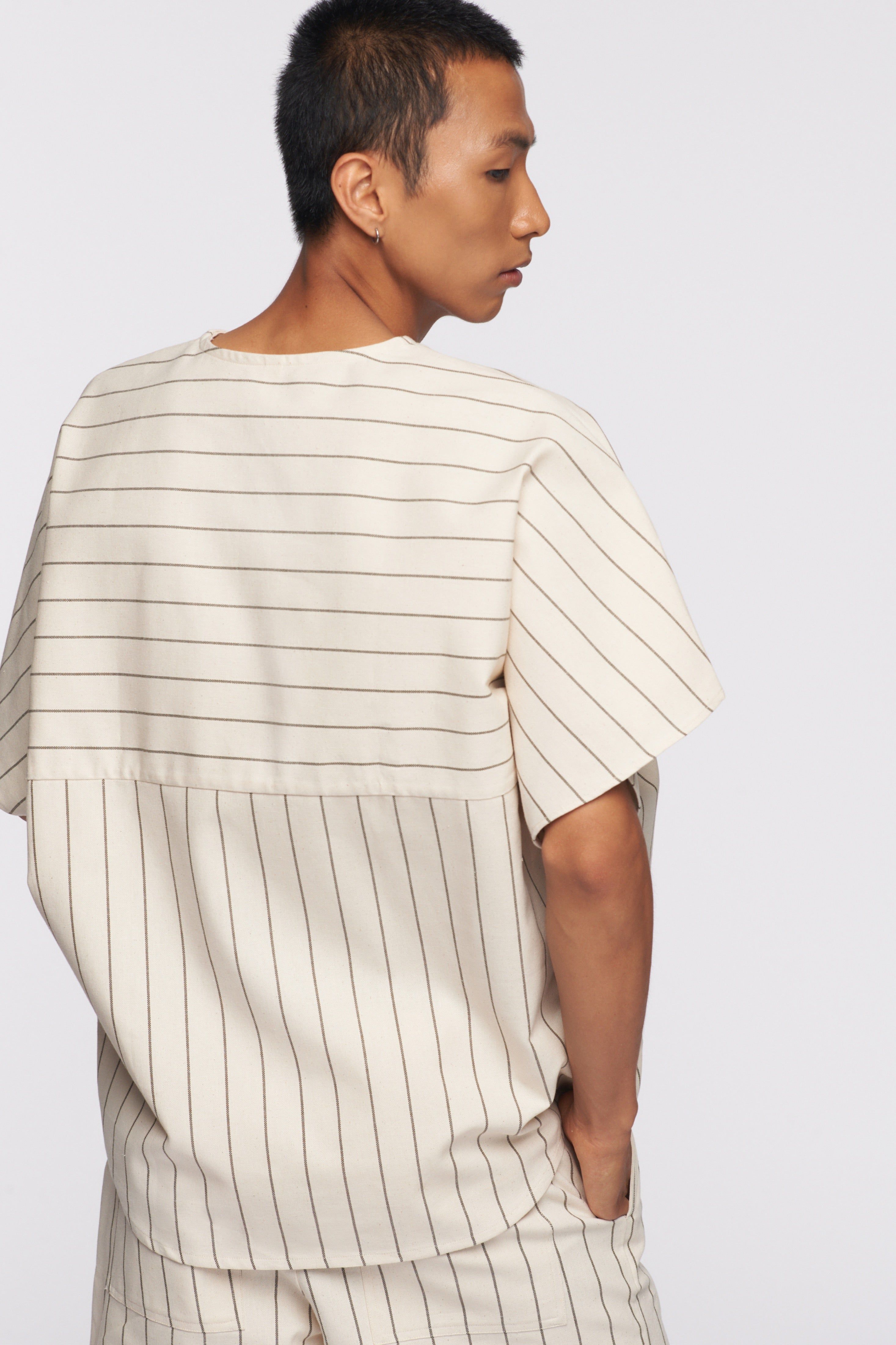 Unisex Woven Top in Taupe Stripe sold by Kotn product image thumbnail 5