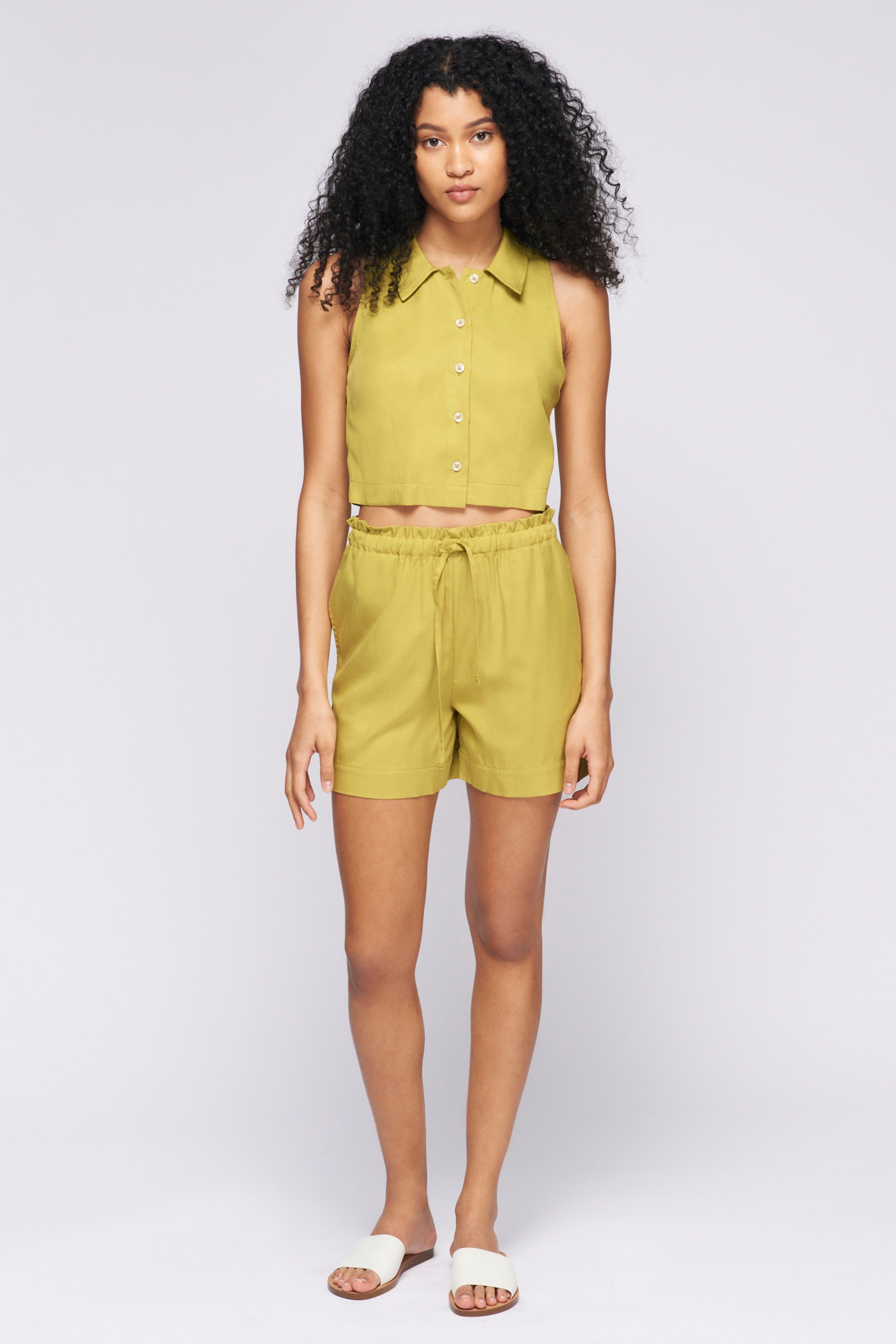 Women's Crop Flow Shirt in Oasis sold by Kotn