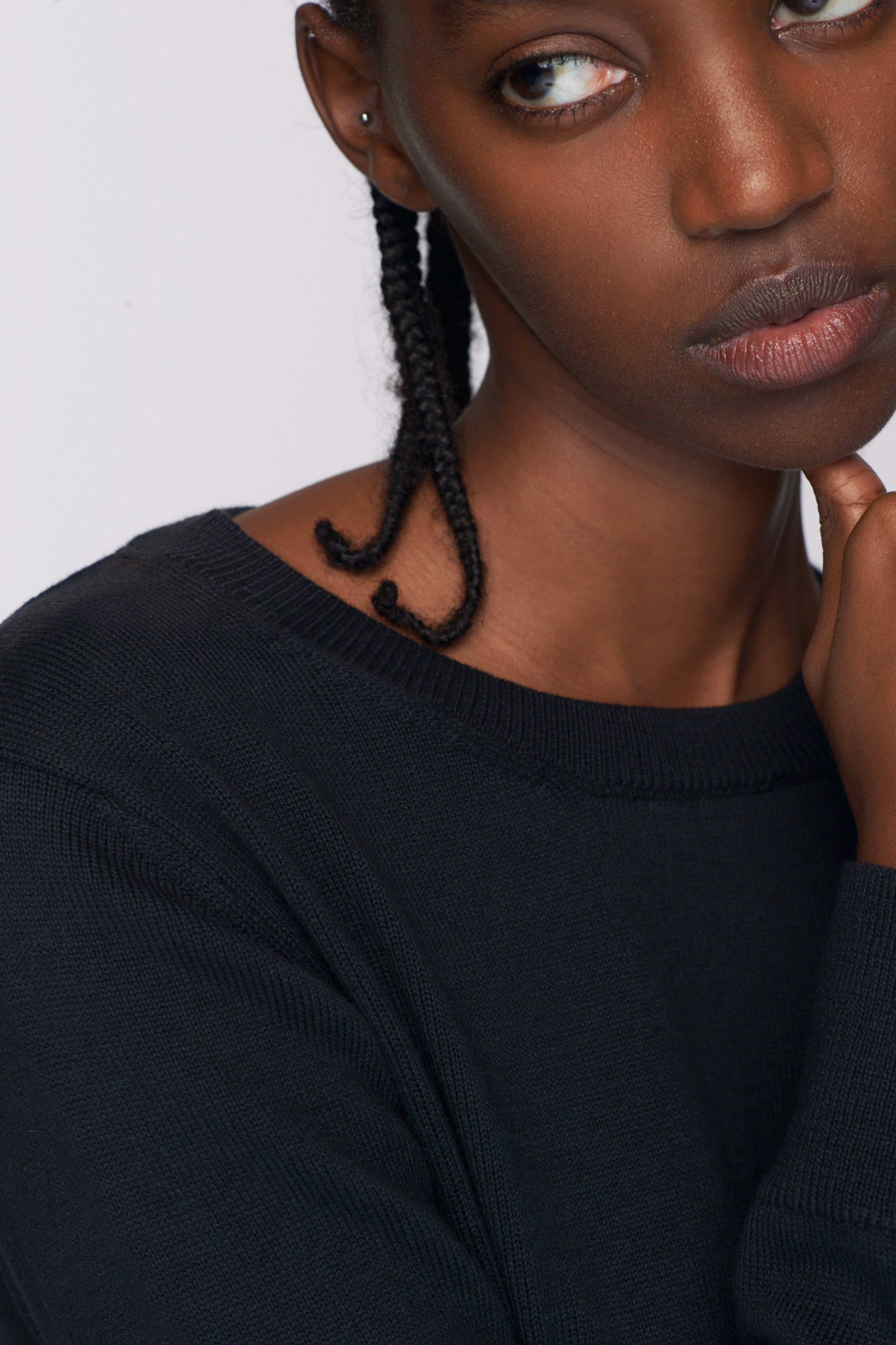 Women's Fine Knit Crewneck Sweater in Black sold by Kotn product image thumbnail 4