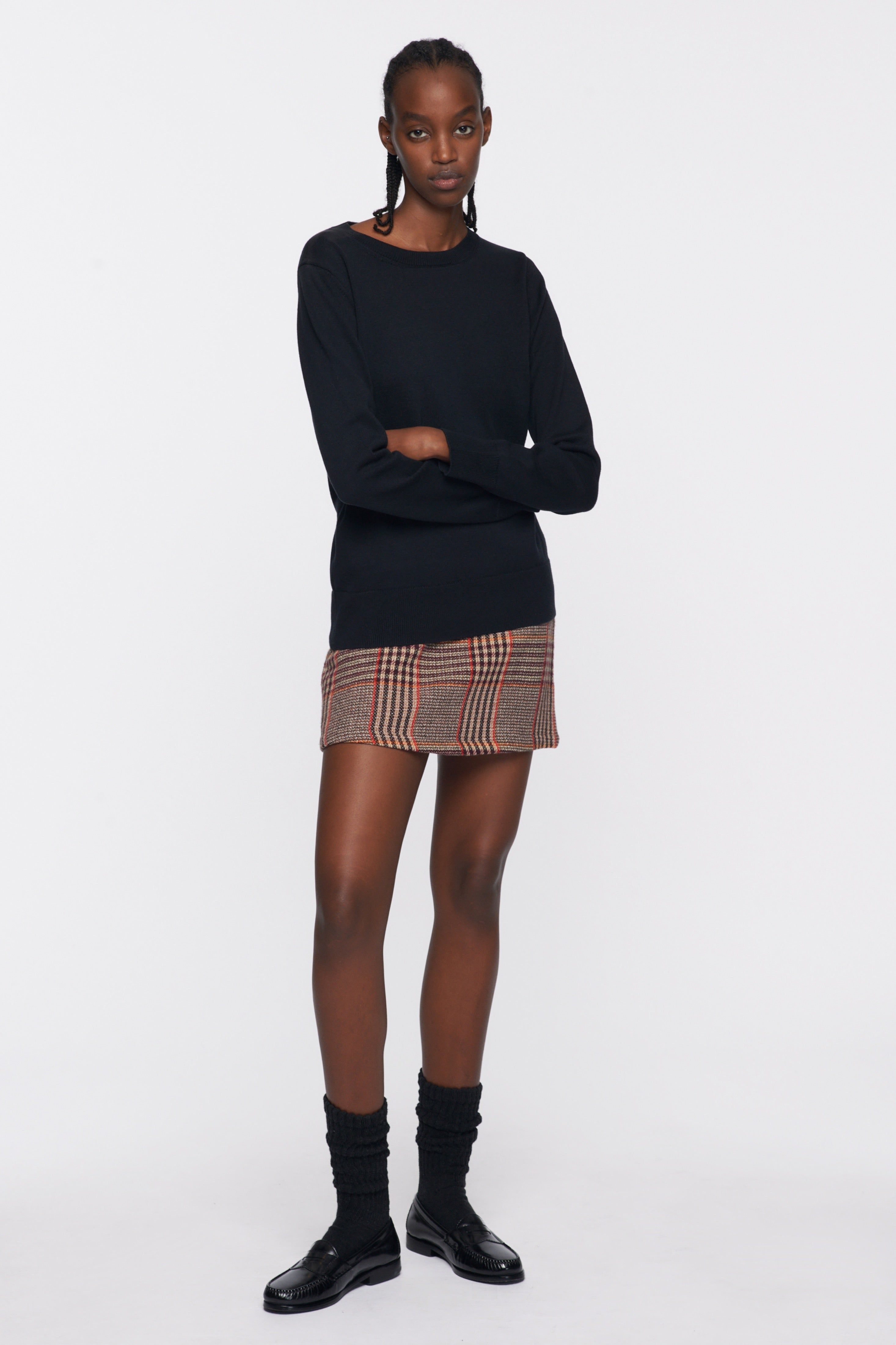 Women's Fine Knit Crewneck Sweater in Black sold by Kotn