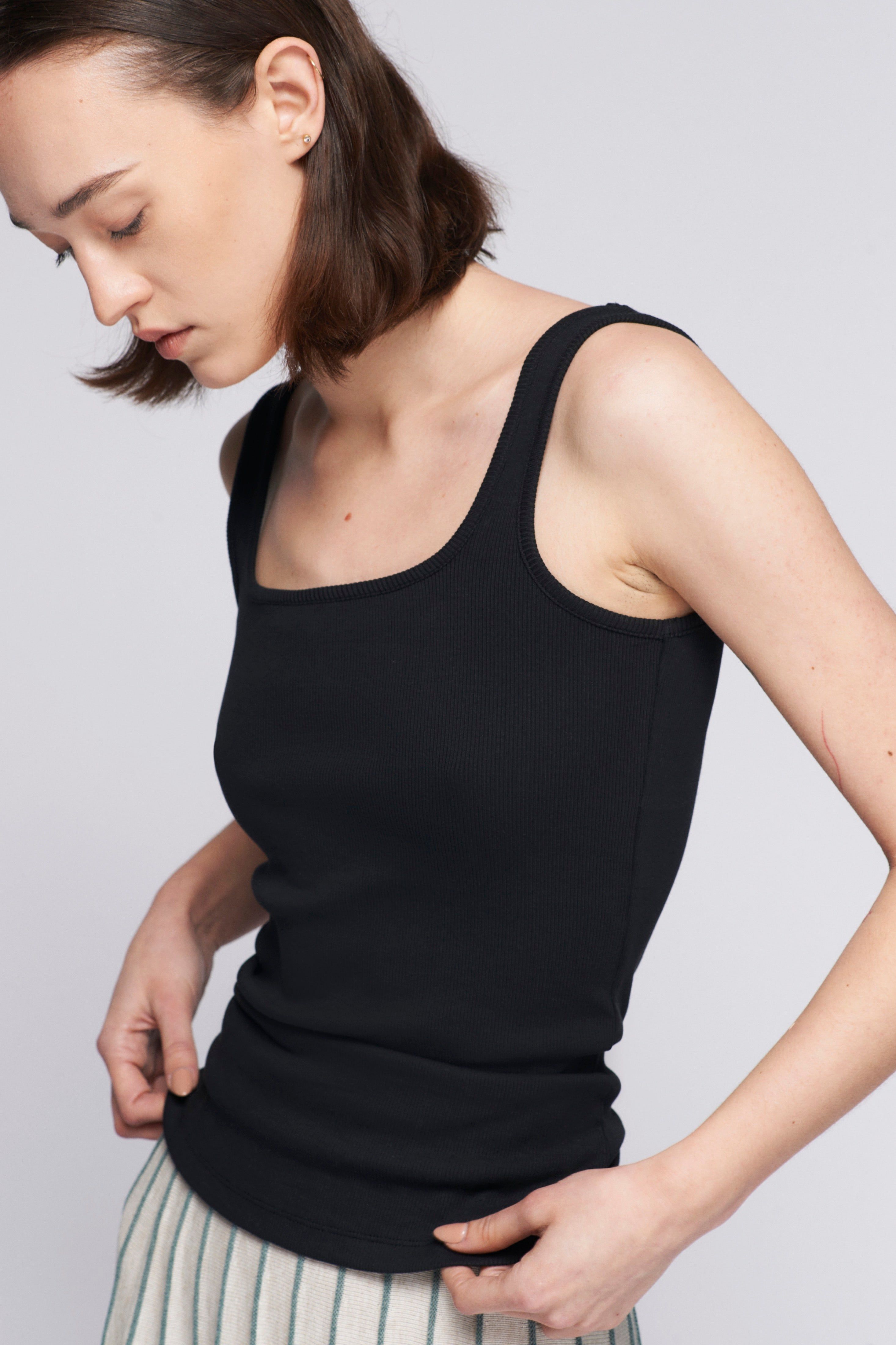 Women's Square Neck Tank in Black sold by Kotn product image thumbnail 2