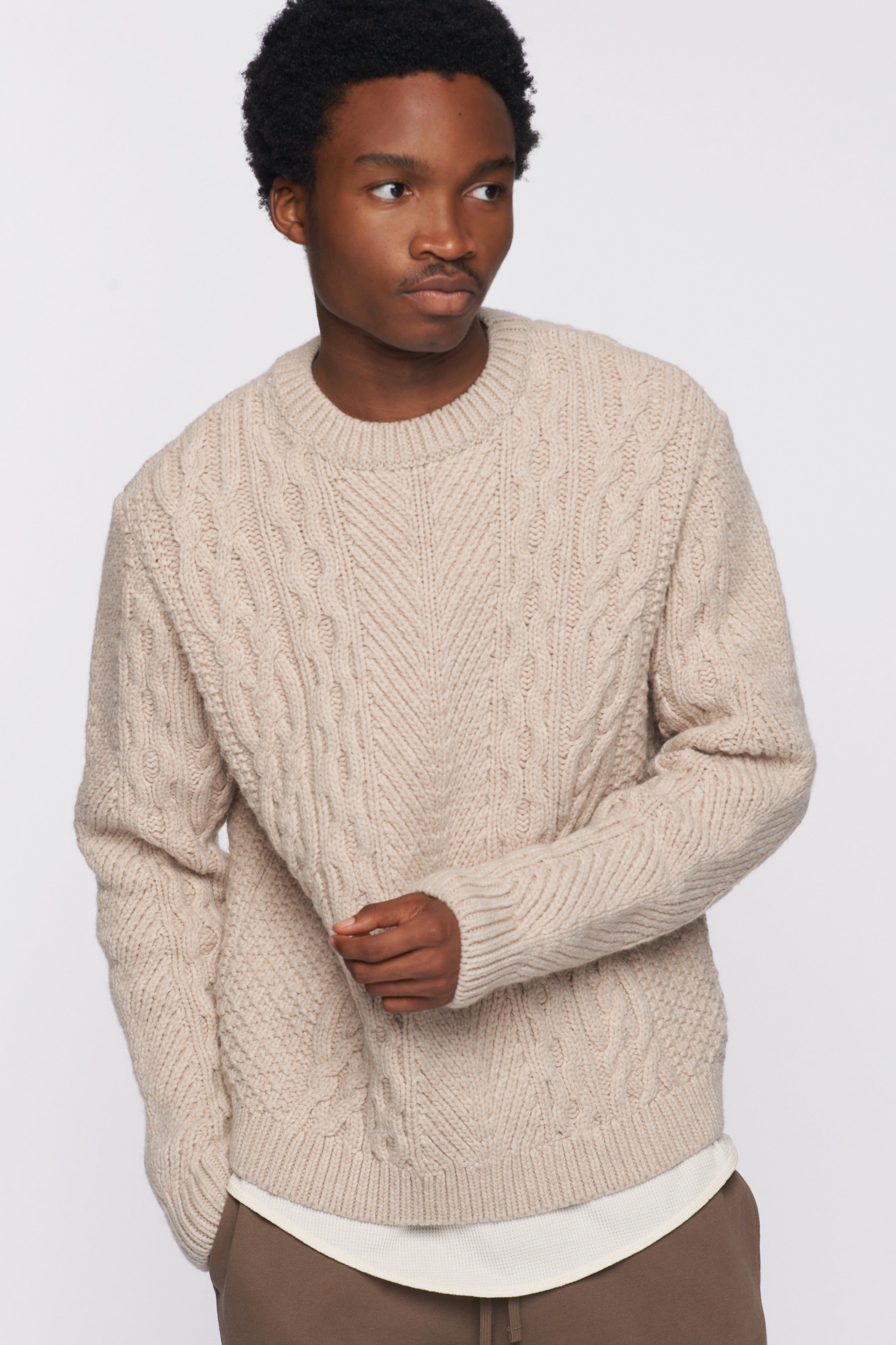 Men's Fisherman Sweater in Moon sold by Kotn product image thumbnail 2