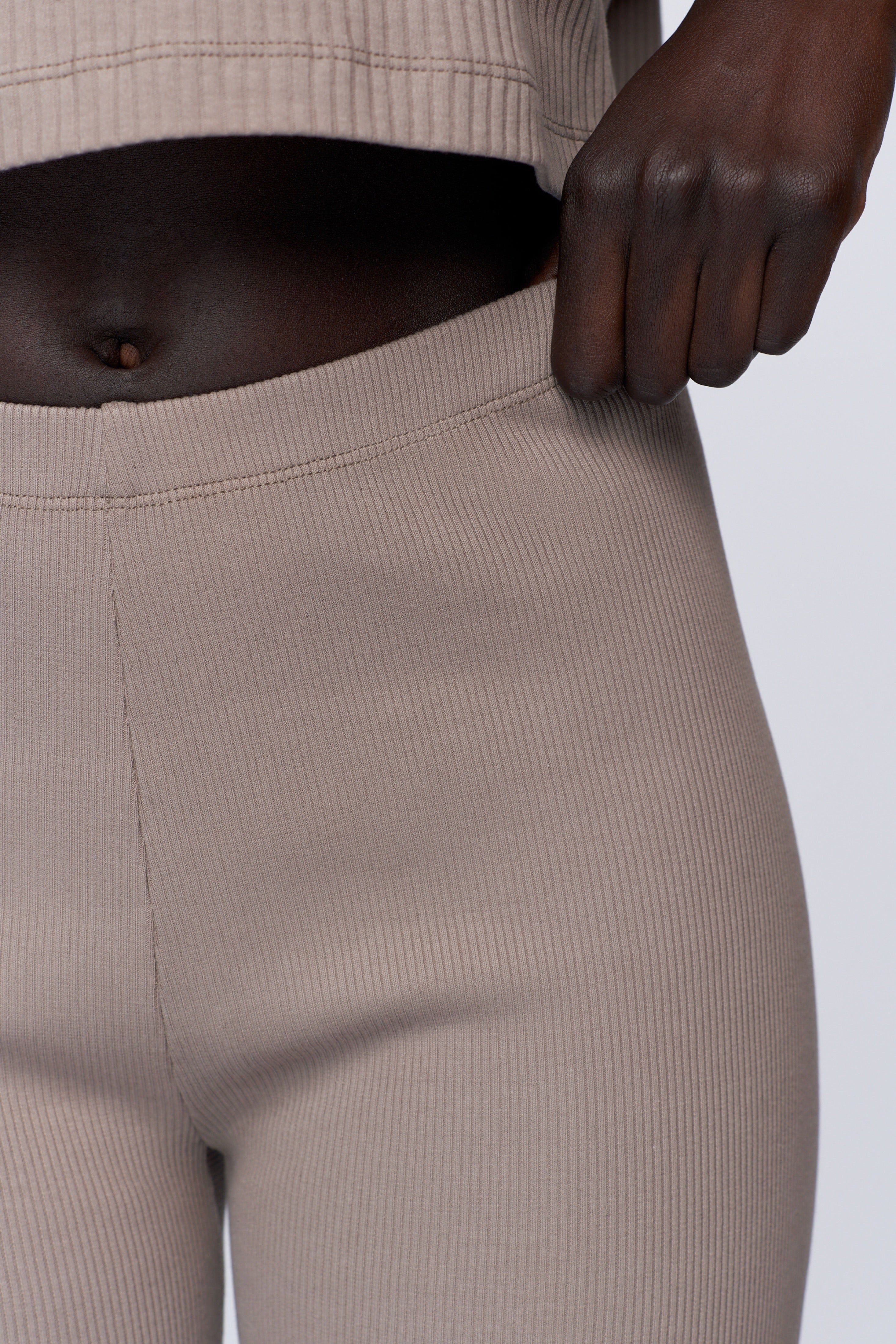 Women's Ribbed Bike Shorts in Taupe sold by Kotn product image thumbnail 4