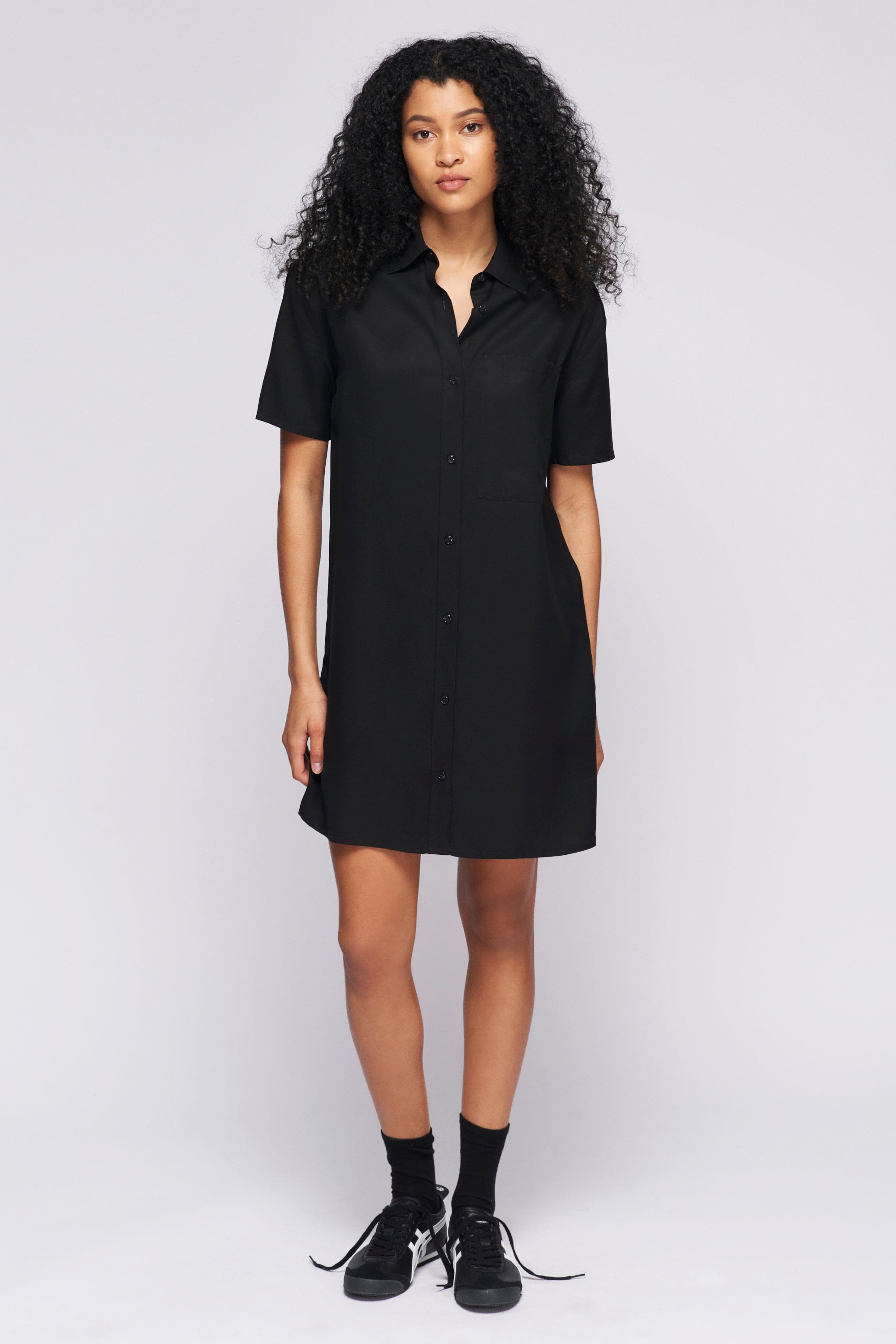 Women's Mini Shirt Dress in Black sold by Kotn