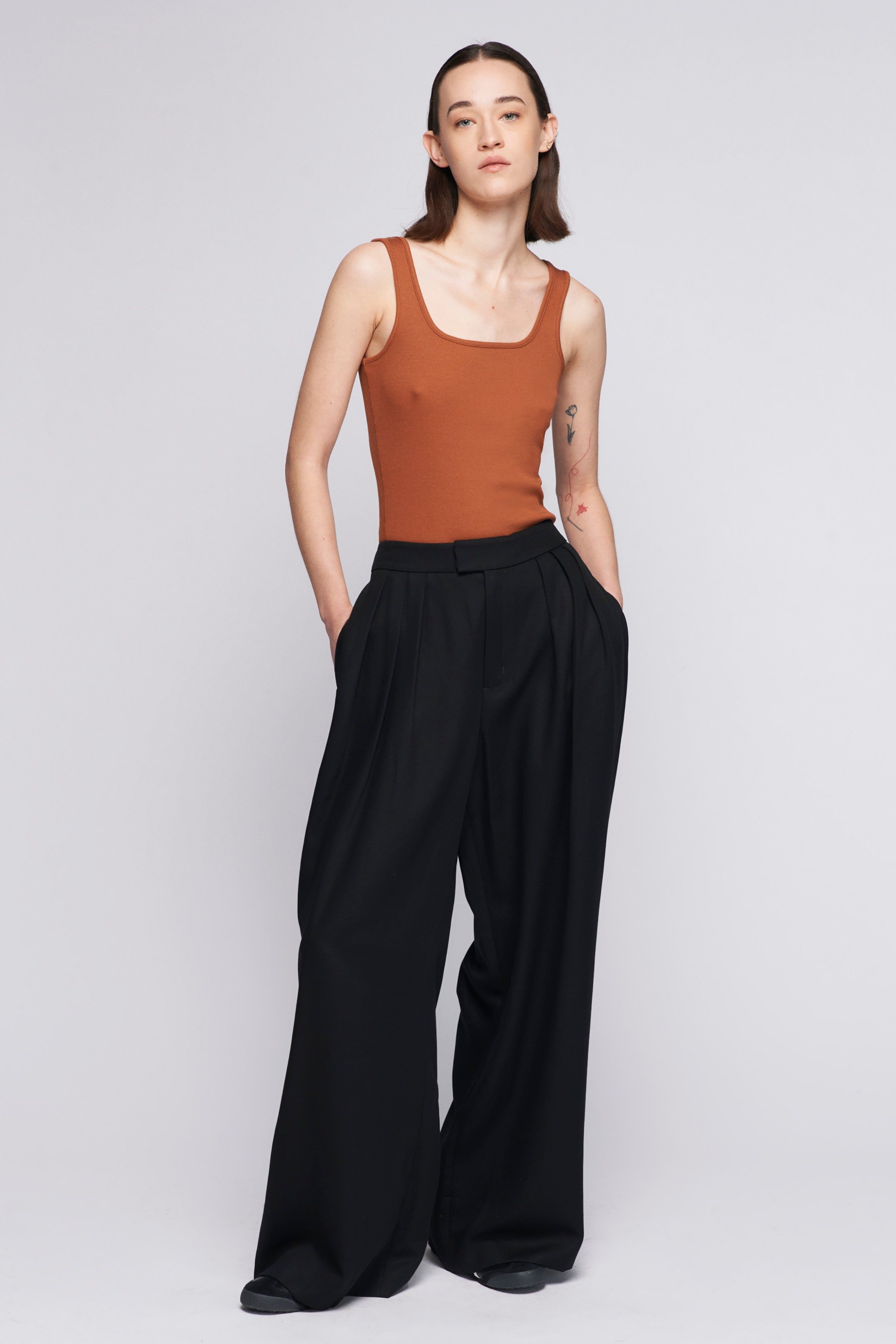 Women's Square Neck Tank in Terracotta sold by Kotn