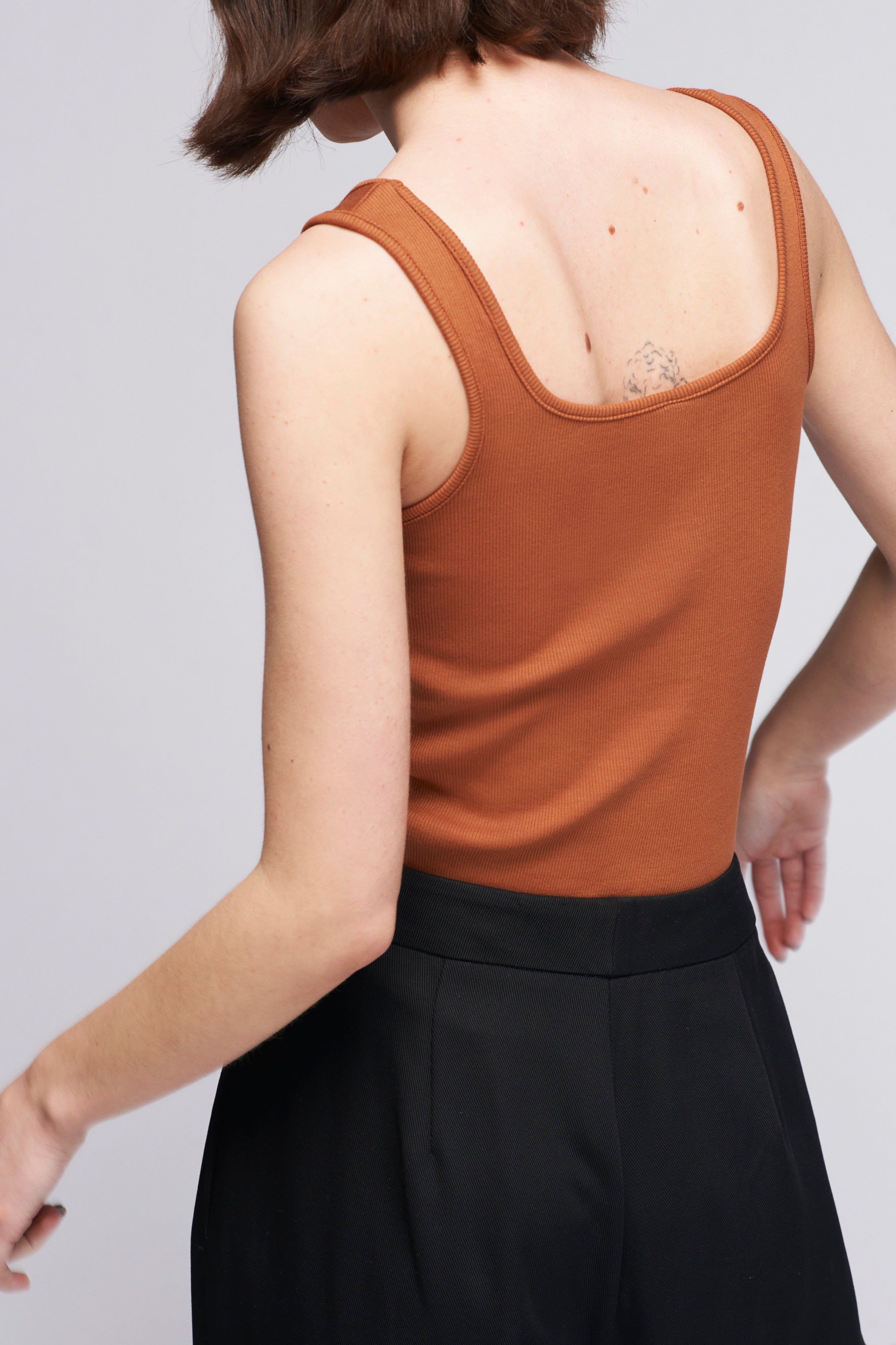 Women's Square Neck Tank in Terracotta sold by Kotn product image thumbnail 3