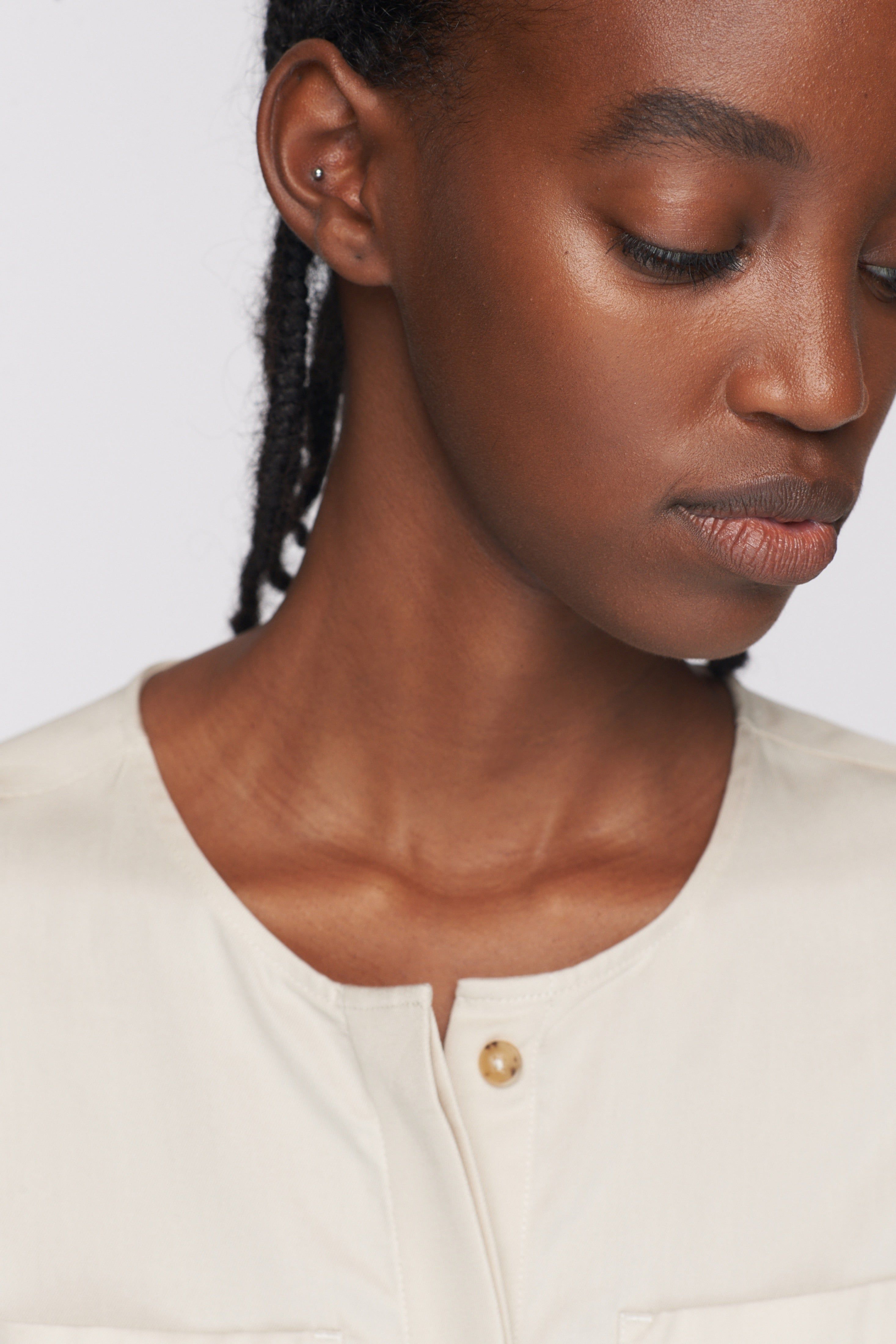 Women's Collarless Shirt in Pumice Stone sold by Kotn product image thumbnail 4