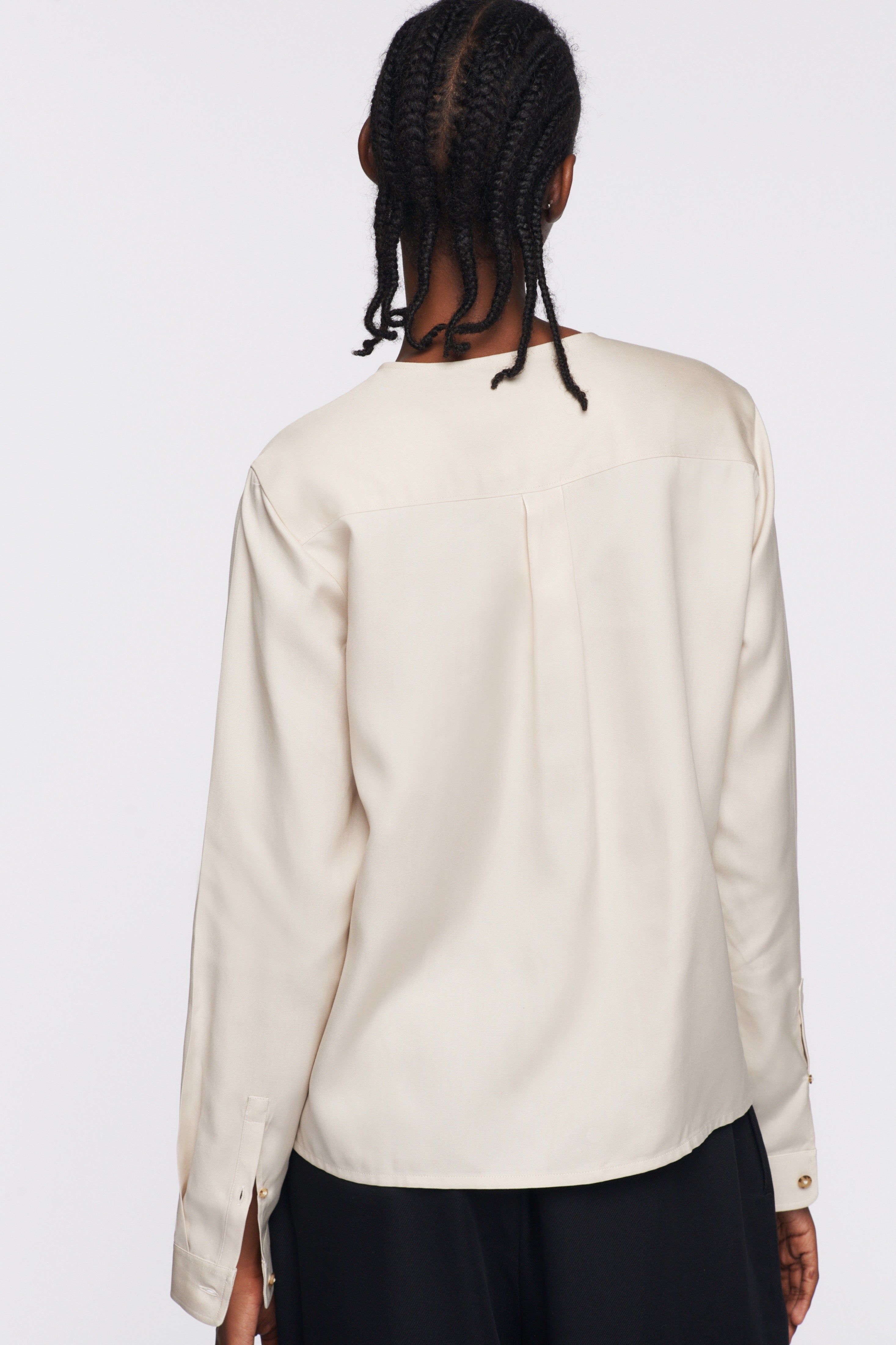 Women's Collarless Shirt in Pumice Stone sold by Kotn product image thumbnail 3